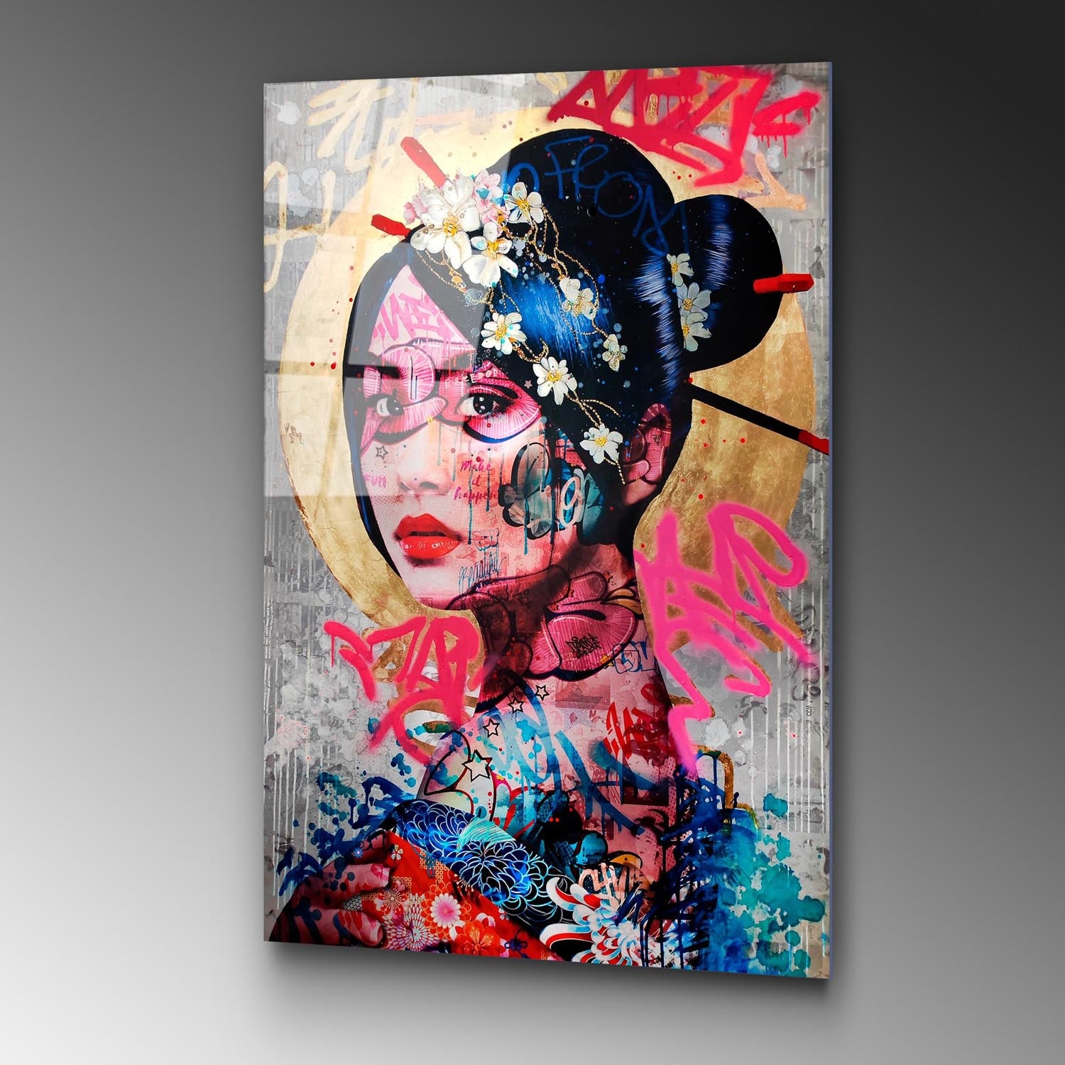 Entdecken Sie das mehrfarbige UV-Bild von Wallity! Dieses 70 x 100 cm große Kunstwerk aus gehärtetem Glas bringt Farbe und Stil in jeden Raum.