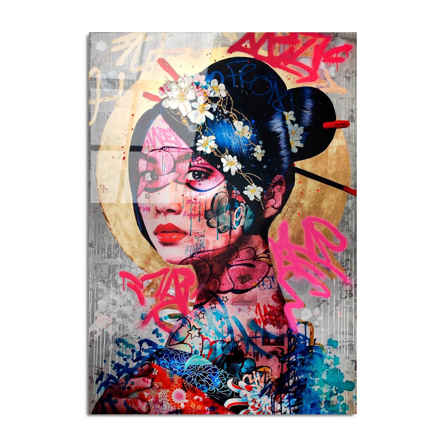 Verleihen Sie Ihrem Zuhause mit dem mehrfarbigen UV-Bild von Wallity einen Hauch von Eleganz! Dieses 70 x 100 cm große, gehärtete Glasgemälde ist ein echter Blickfang.