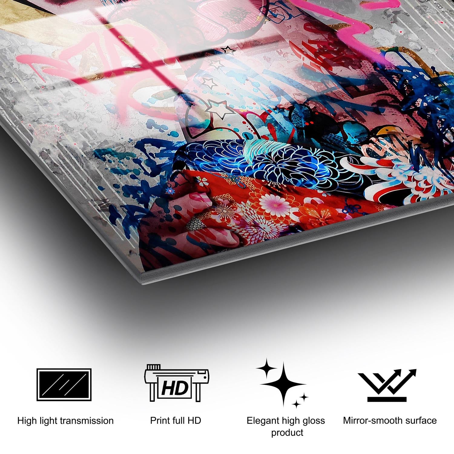 Entdecken Sie die fesselnde Schönheit des mehrfarbigen UV-Bildes von Wallity! Dieses 70 x 100 cm große, hochwertige Hartglasgemälde verwandelt jeden Raum in ein Kunstwerk.