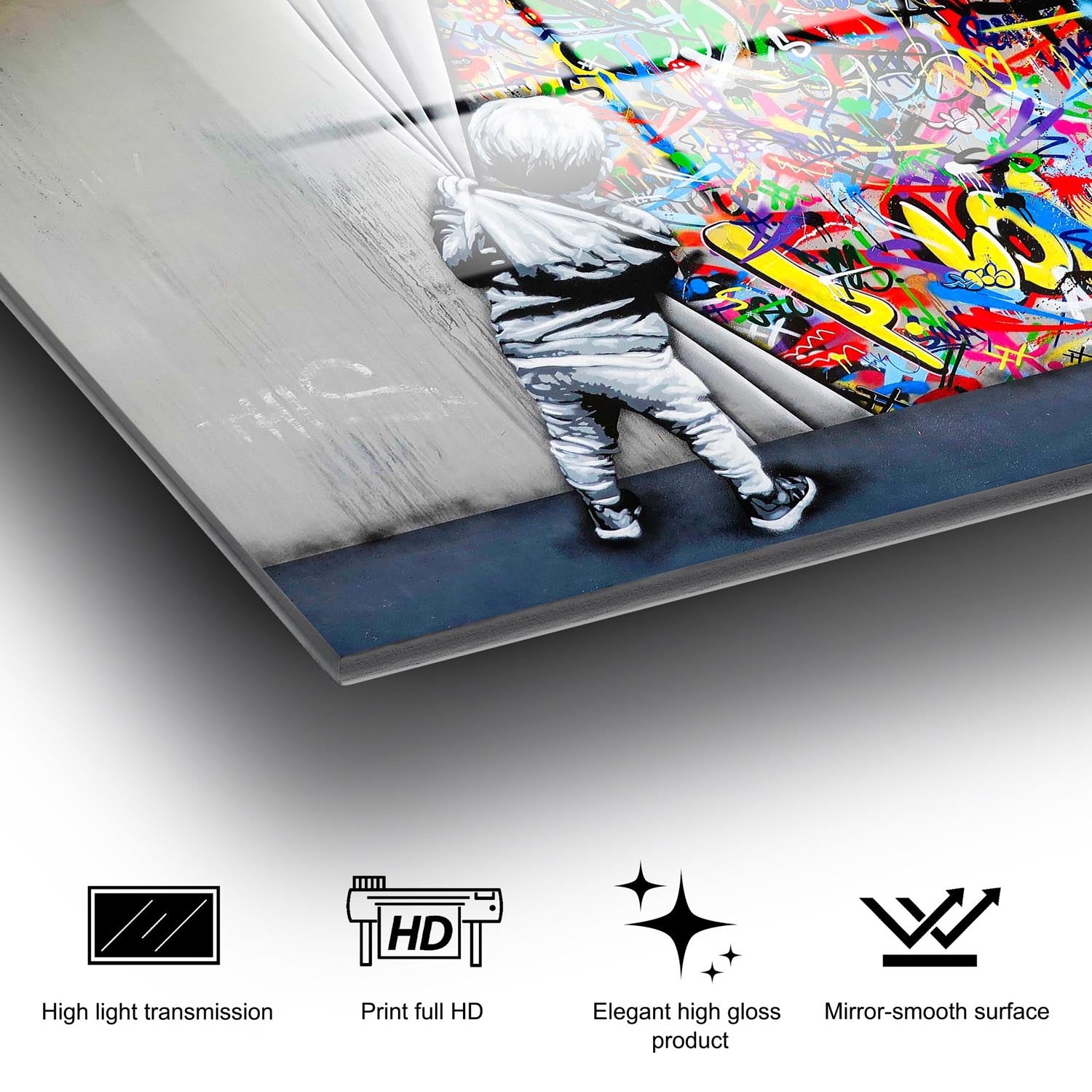 Entdecken Sie das UV-782 von Wallity – ein faszinierendes Sicherheitsglasgemälde, das jeden Raum mit lebendigen Farben und stilvollem Design verwandelt!