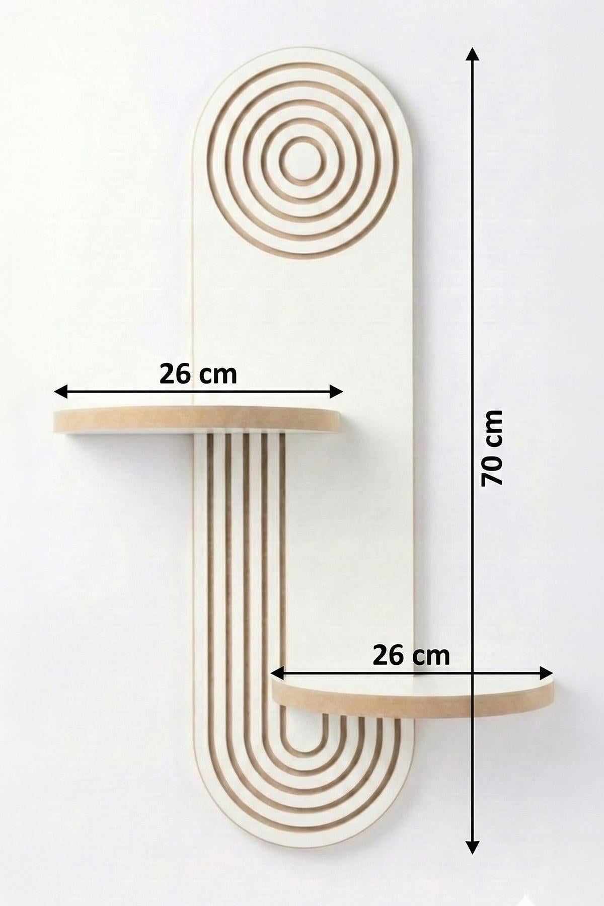 Weisses Wandregal aus 100% MDF mit schlichter geometrischer Form, Breite 26 cm, Höhe 70 cm, Tiefe 13 cm, Stärke 18 mm.