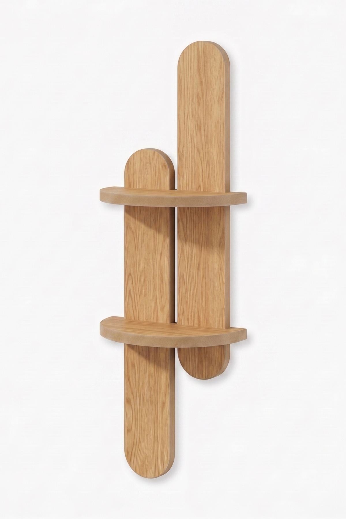 Wandregal aus Eiche-MDF mit schlichter rechteckiger Form, Breite 26 cm, Höhe 80 cm, Tiefe 13 cm, zur Wandmontage geeignet.