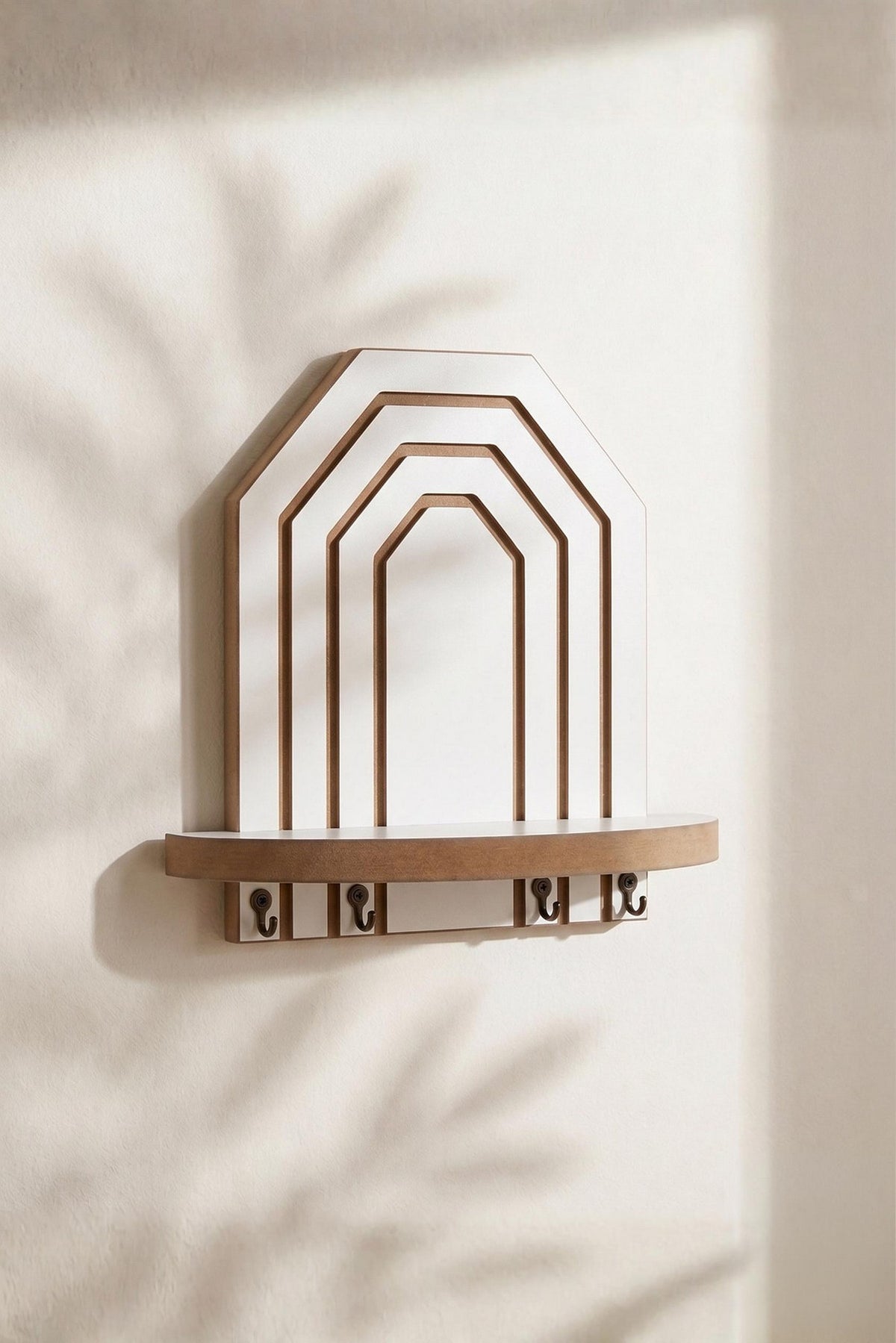 Weisses Wandregal aus MDF von Hanah Home, Modell Artmtkwll10-White, Masse 26x25x13 cm, schlichte rechteckige Form an der Wand montiert.