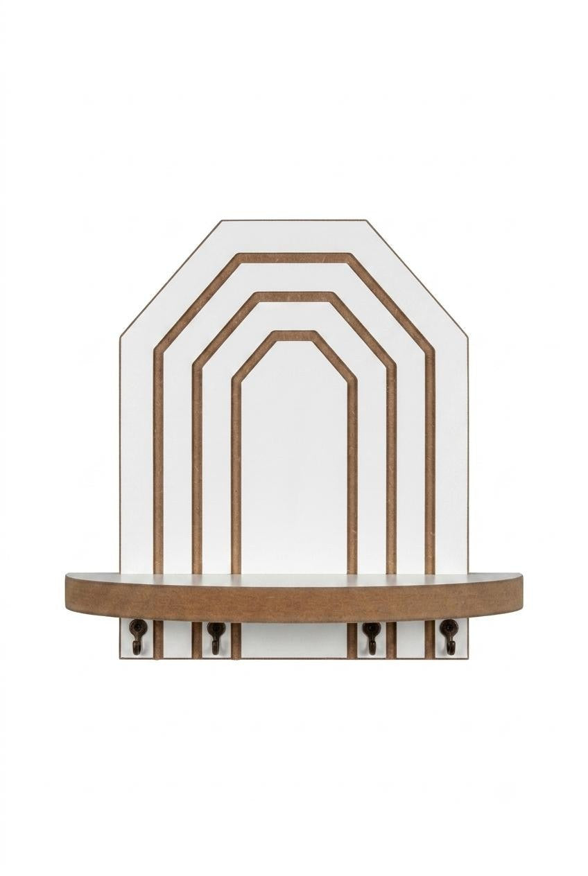 Weisses Wandregal aus MDF von Hanah Home, Modell Artmtkwll10-White, Masse 26x25x13 cm, schlichte rechteckige Form an der Wand montiert.