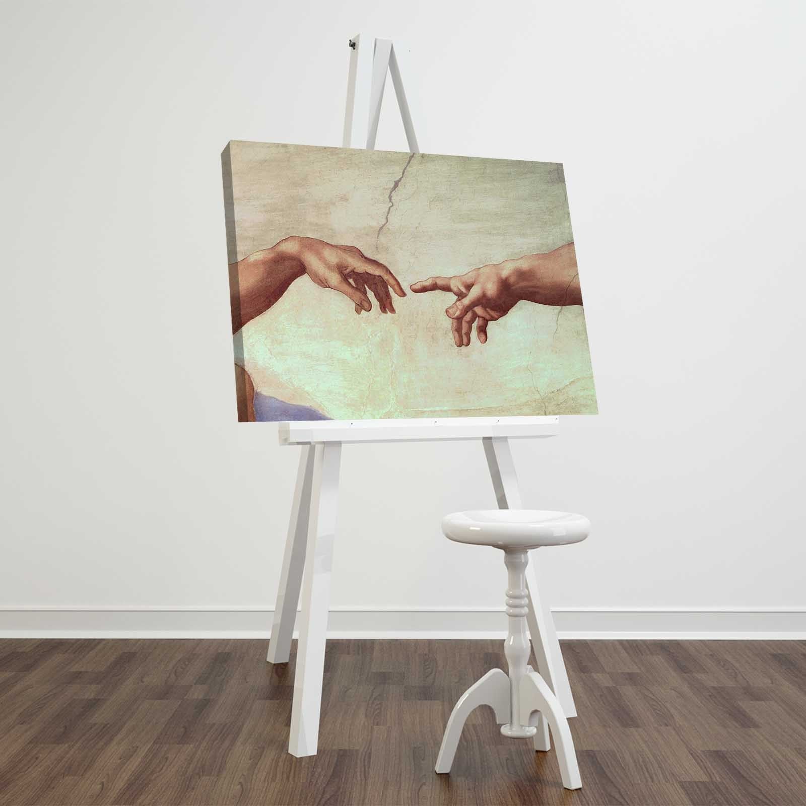 Verleihen Sie Ihrem Zuhause mit dem FAMOUSART Bild von Wallity einen Hauch von Michelangelos zeitloser Kunst. Hochwertige Wildleder-Leinwand und eleganter Holzrahmen.