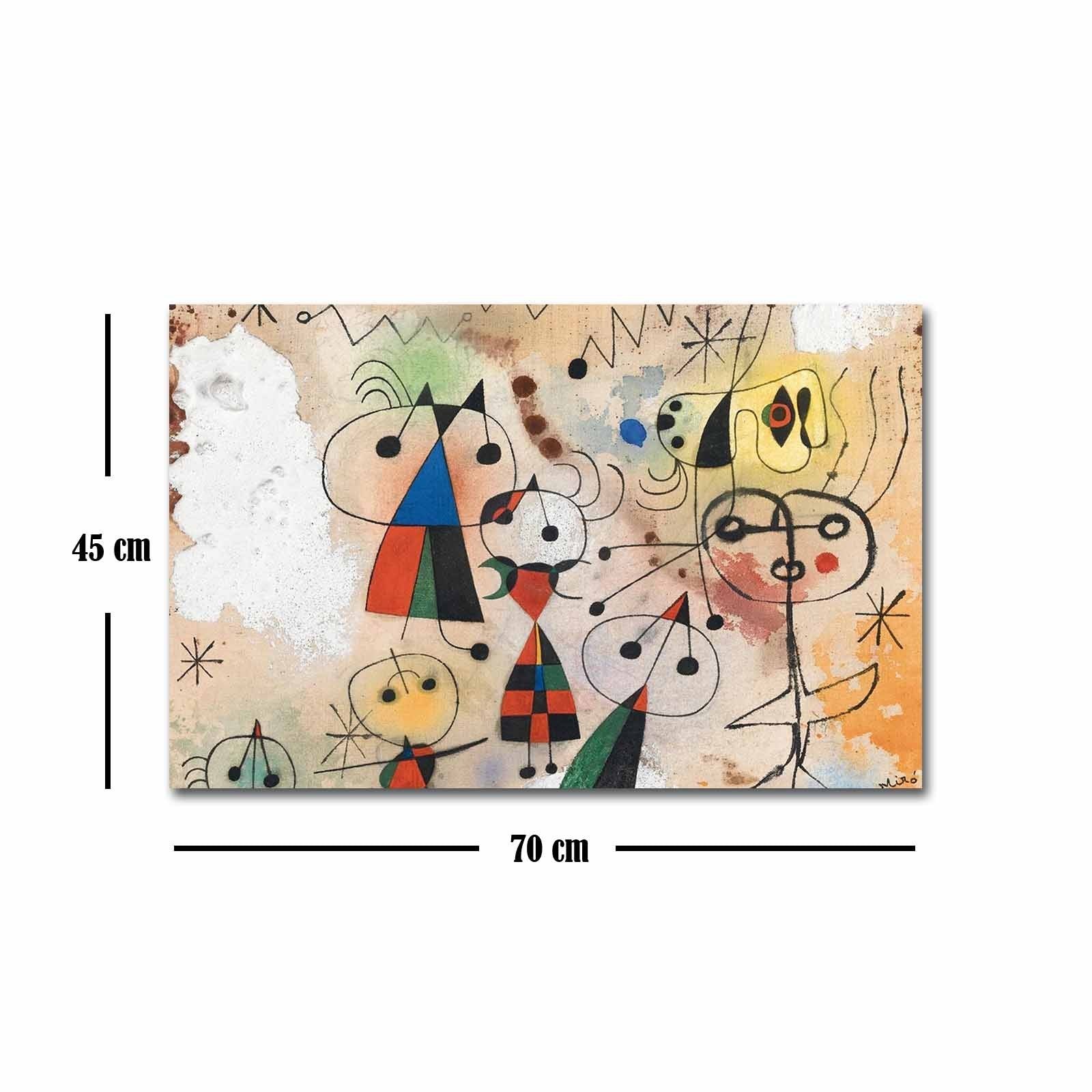 Entdecken Sie das Leinwandbild "Der Karneval des Harlekin" von Joan Miró – ein farbenfrohes Kunstwerk, das Eleganz und Fantasie in Ihr Zuhause bringt!