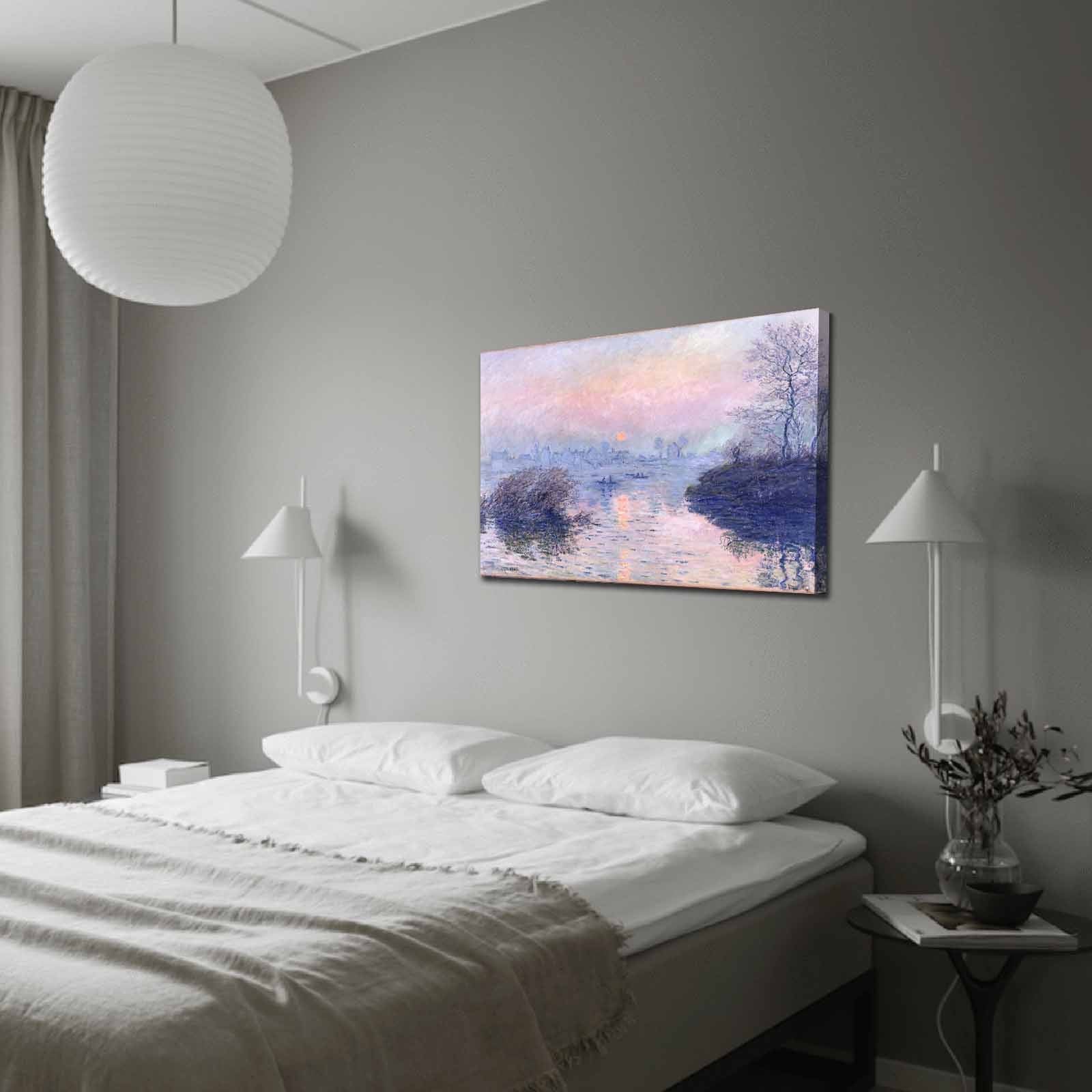 Verleihen Sie Ihrem Raum mit dem mehrfarbigen Leinwandbild von Claude Monet in 70x100 cm einen Hauch von Eleganz. Hergestellt aus luxuriösem Wildleder, ist es ein zeitloses Meisterwerk!