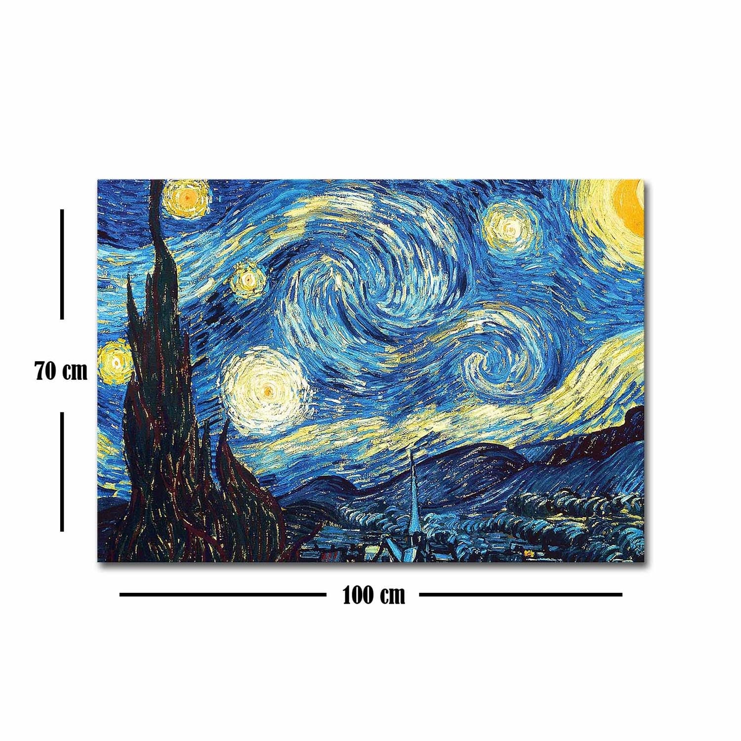 Verleihen Sie Ihrem Raum mit Van Goghs "Sternennacht" auf Leinwand eine elegante Note. Ein Meisterwerk voller Farben und Emotionen!