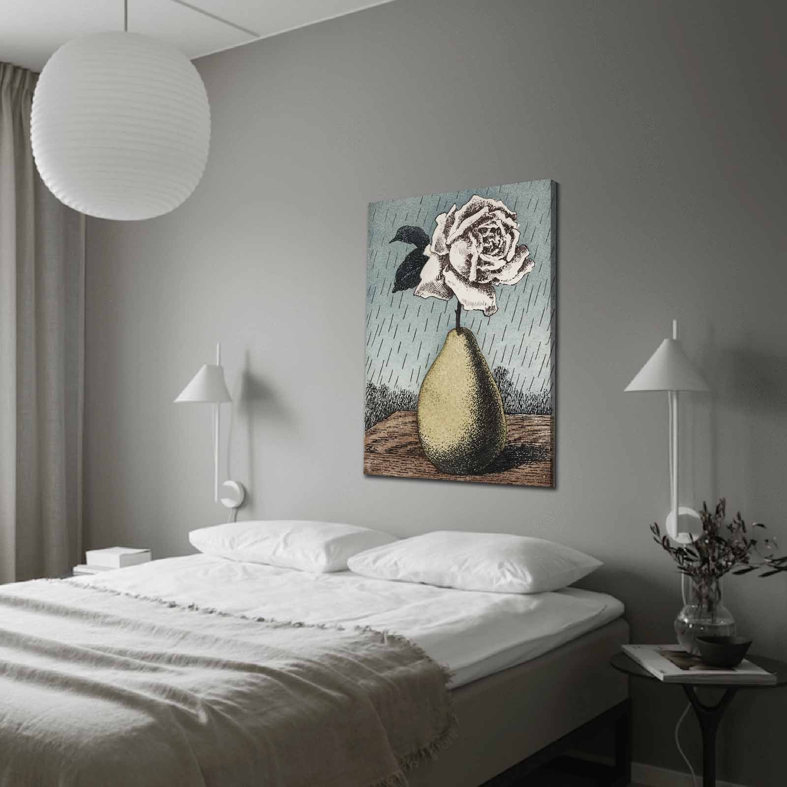 Erleben Sie die surreale Faszination von René Magrittes "Les Moyens d'Existence 1969". Dieses mehrfarbige Leinwandgemälde von Wallity verleiht jedem Raum einen Hauch von Geheimnis und Eleganz.