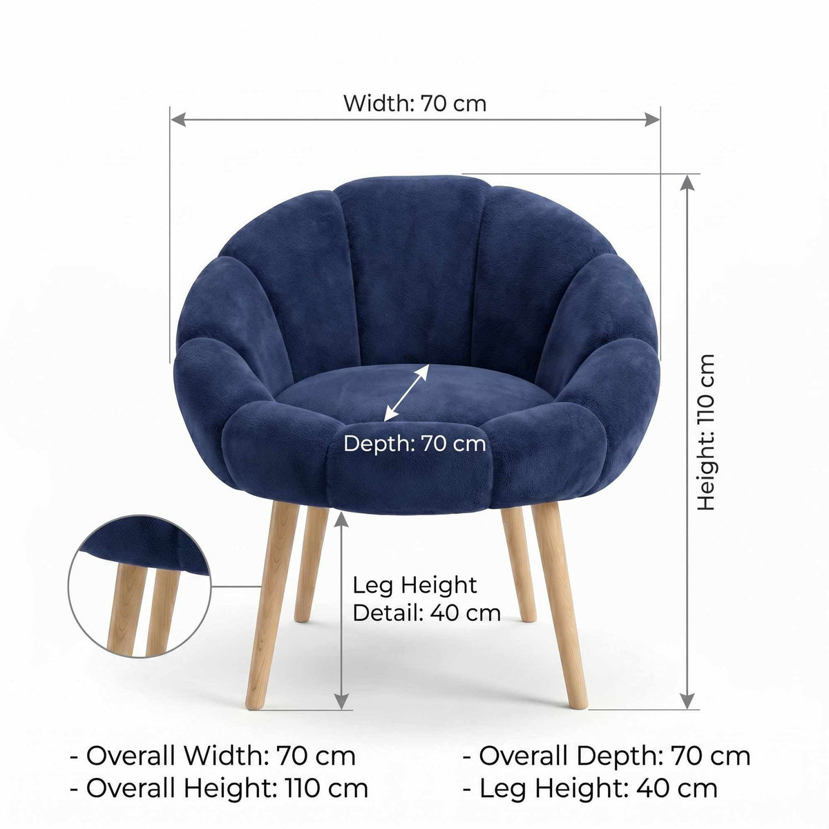 Ohrensessel Papatya in Anthrazit von Hanah Home mit Wellsoft-Stoffbezug, Esche-Beinen und geschwungener Rückenlehne, Wing-Chair-Form.