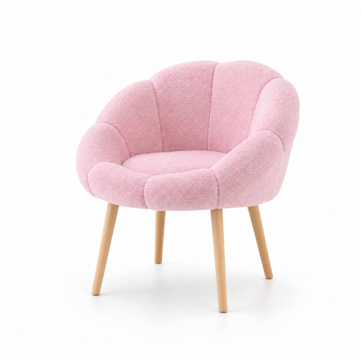 Rosa Ohrensessel Papatya von Hanah Home mit Wellsoft-Stoffbezug, gepolsterter Rückenlehne und schlanken Beinen aus Eschenholz.