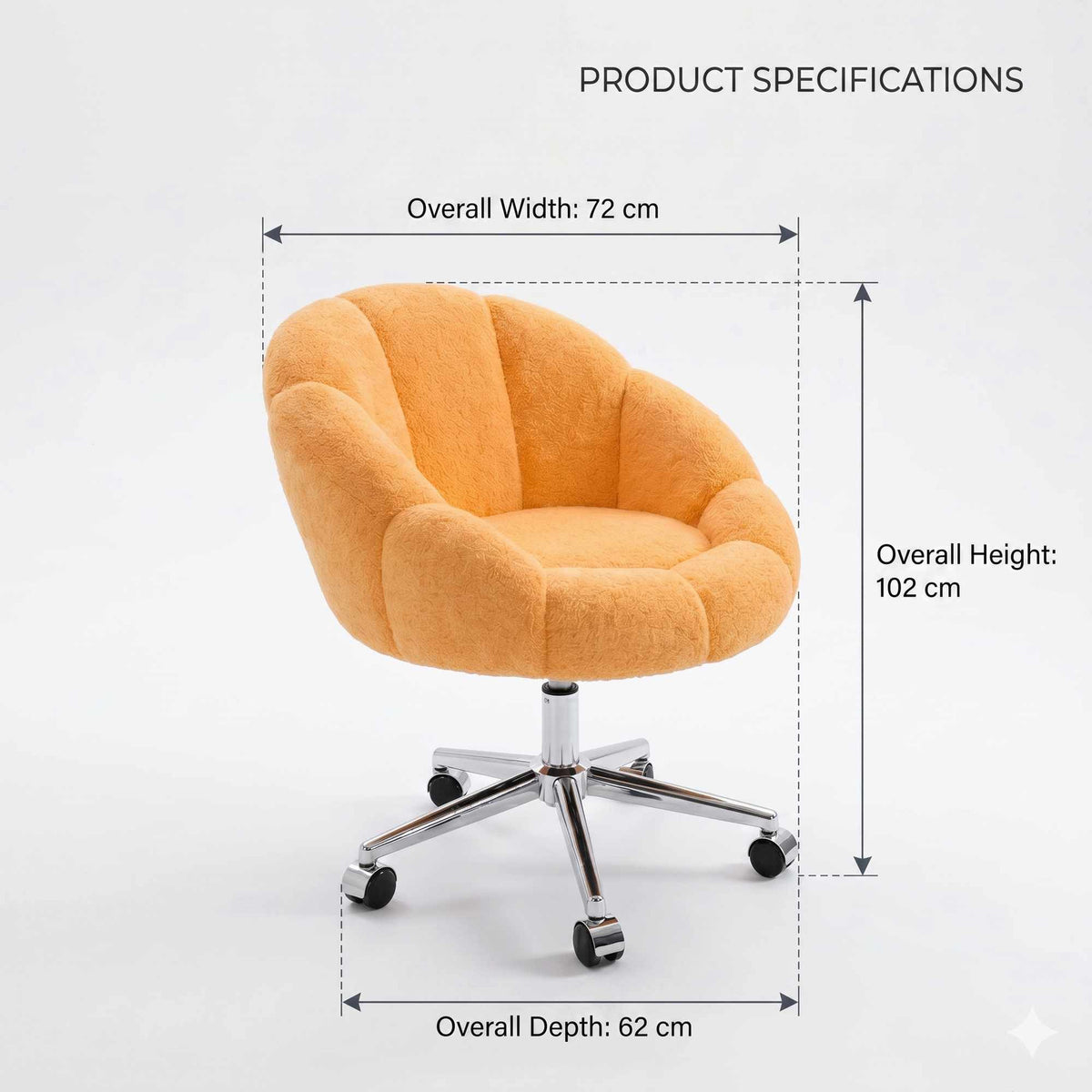 Orangefarbener Ohrensessel mit Wellsoft-Bezug, Metallbeinen und gepolsterter Rückenlehne, Modell Papatya von Hanah Home.