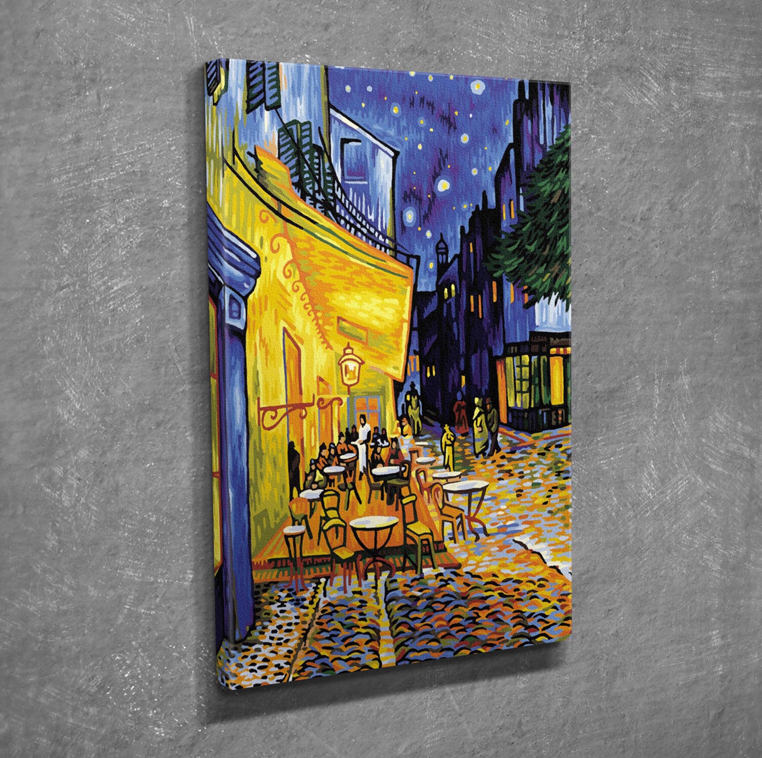 Entdecken Sie das faszinierende Leinwandgemälde "Café Terrasse bei Nacht" von van Gogh. Bringen Sie Farbe und Eleganz in Ihr Zuhause!
