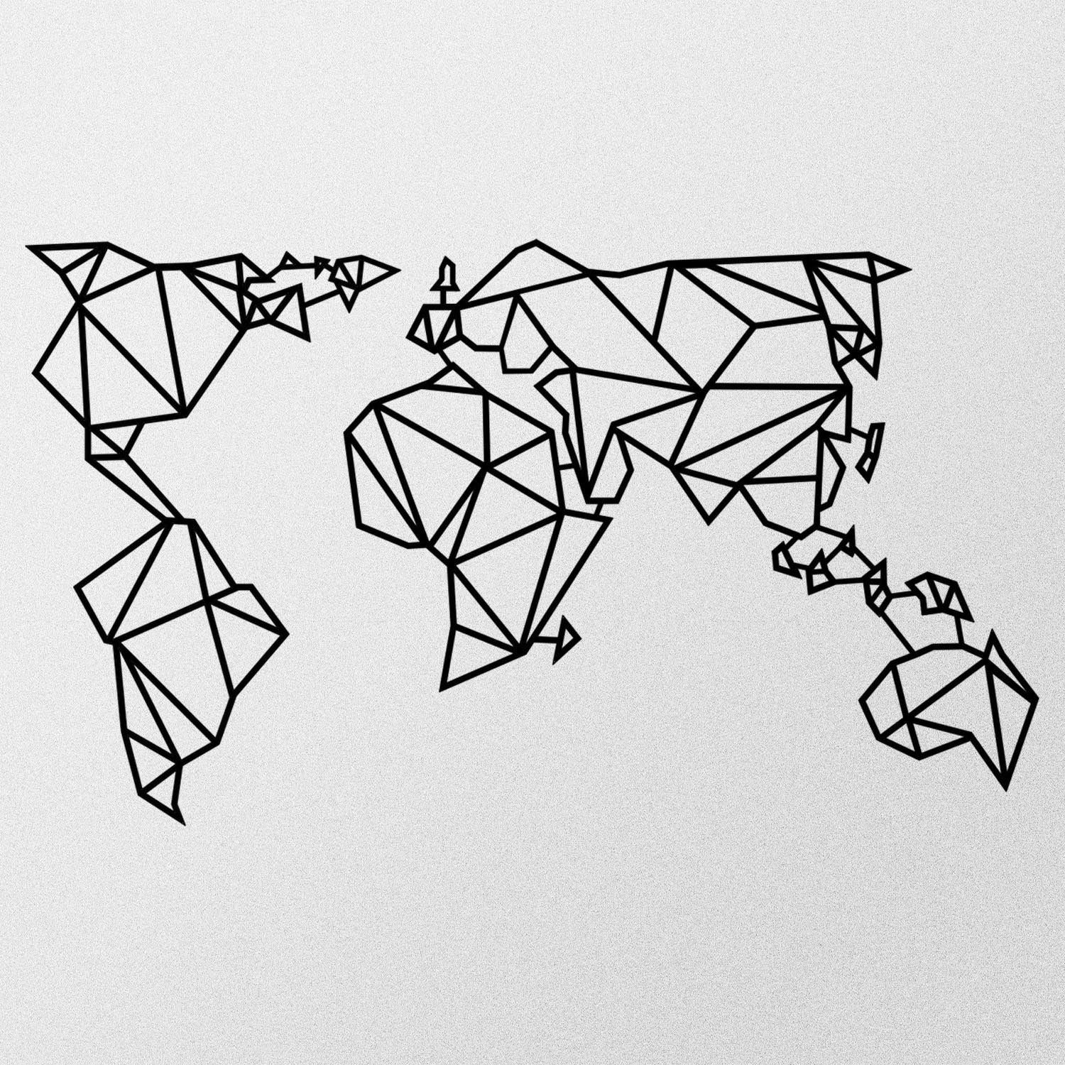 Carte du monde décor en métal 4 Wanddeko - noir