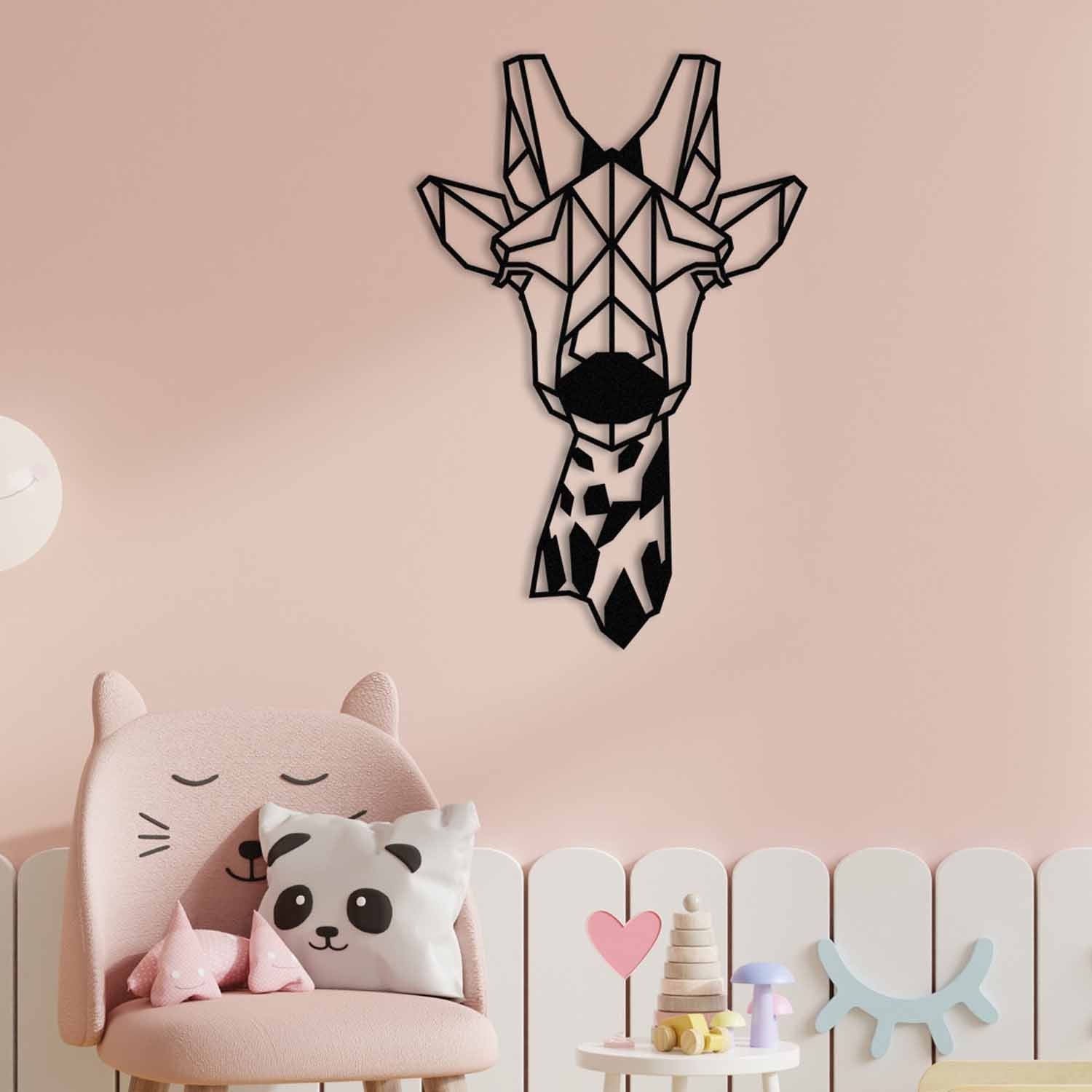Entdecken Sie die Gıraffe Metal Decor Wanddeko in Schwarz von Wallity – ein elegantes, langlebiges Kunstwerk für jeden Raum.