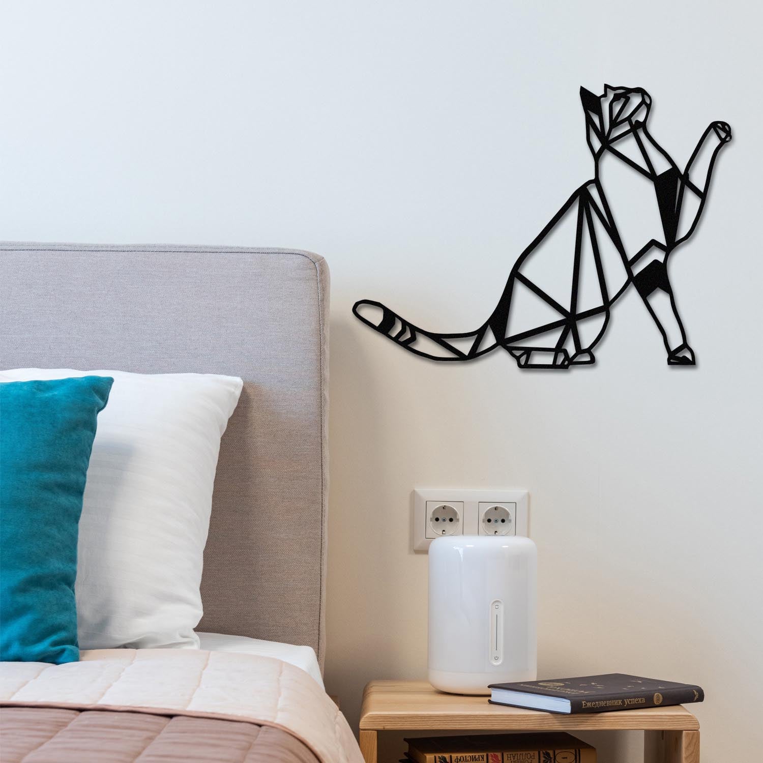 Cat metal decor wall decoration - black