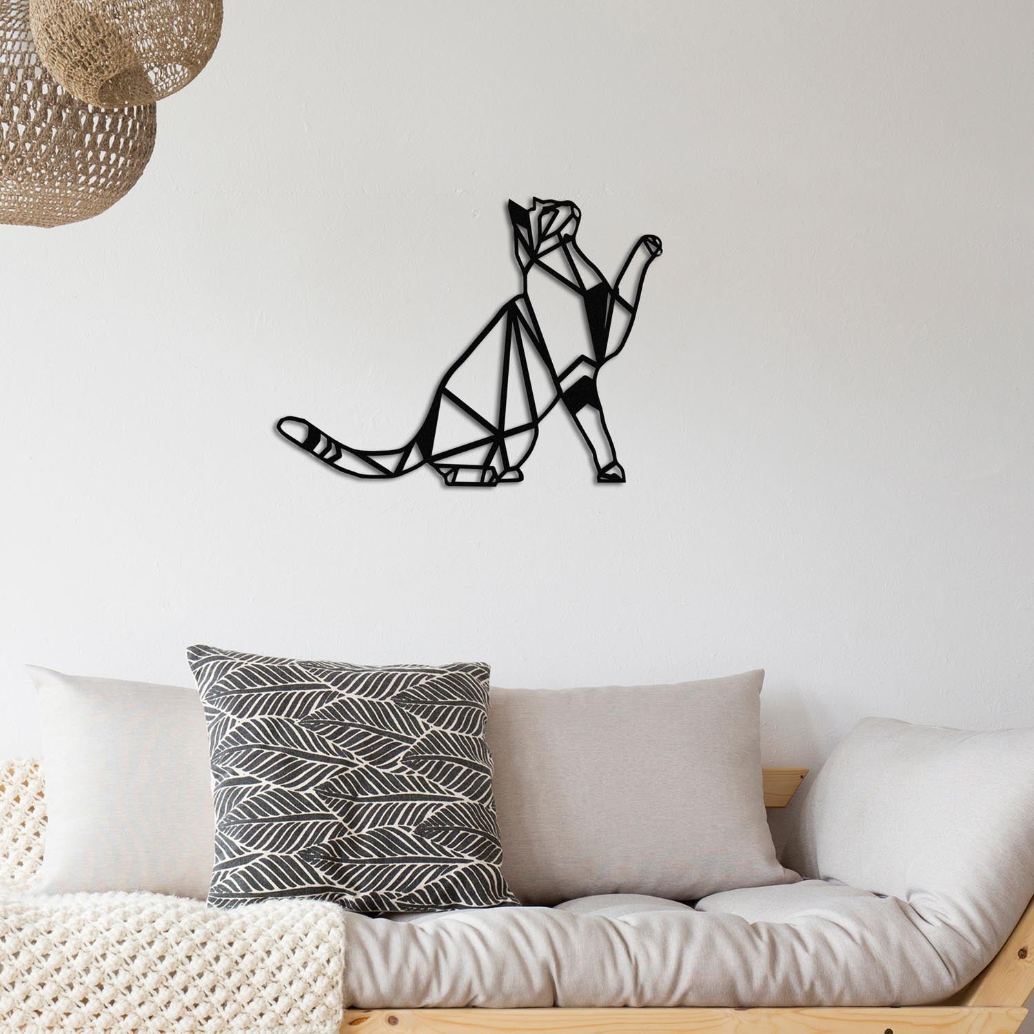 Cat metal decor wall decoration - black