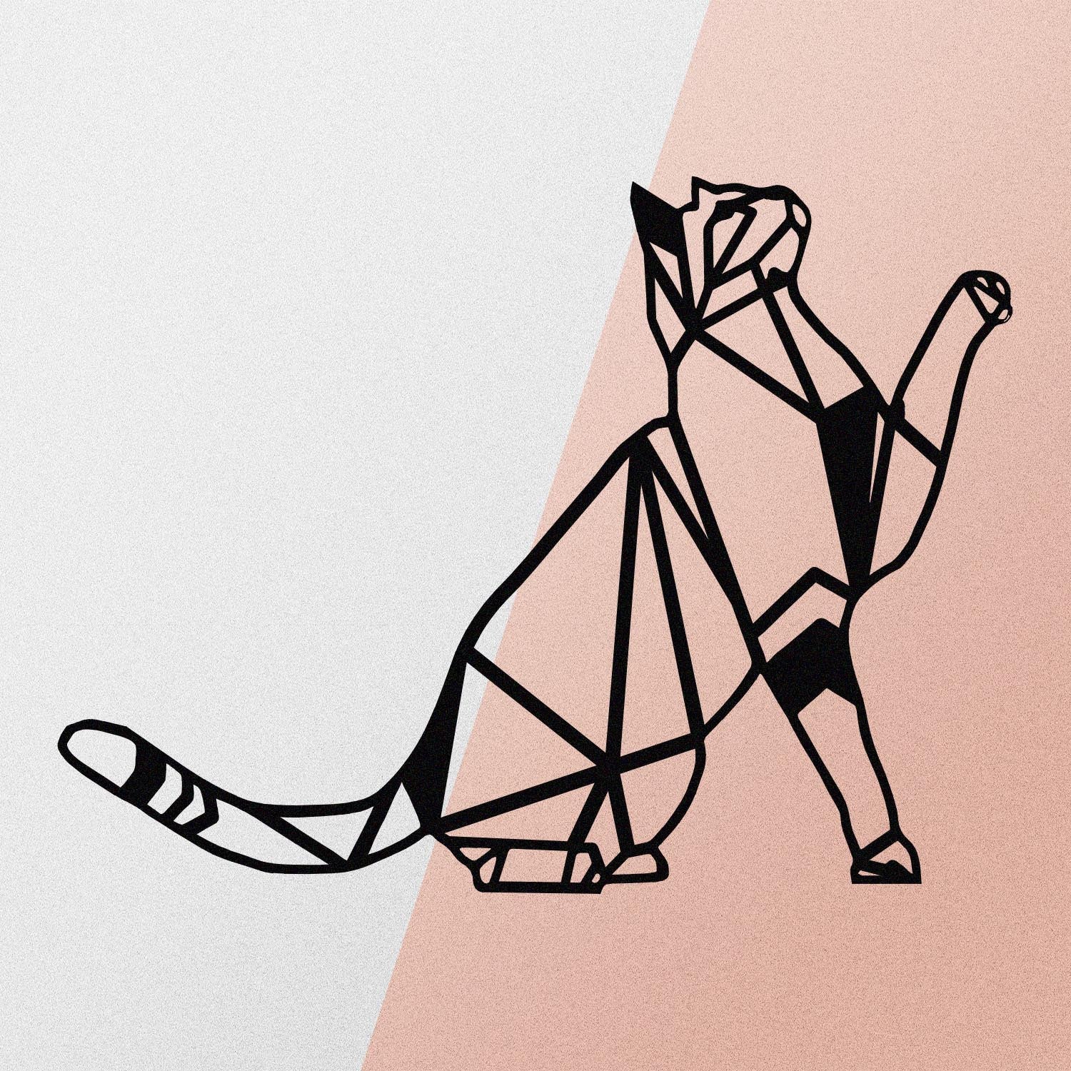 Cat metal decor wall decoration - black