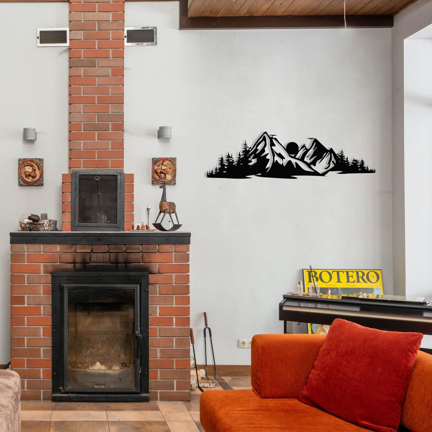 Entdecken Sie die Mountain 2 Wanddeko von Wallity – ein einzigartiges, handgefertigtes Kunstwerk aus Holz und Metall, das jeden Raum veredelt.