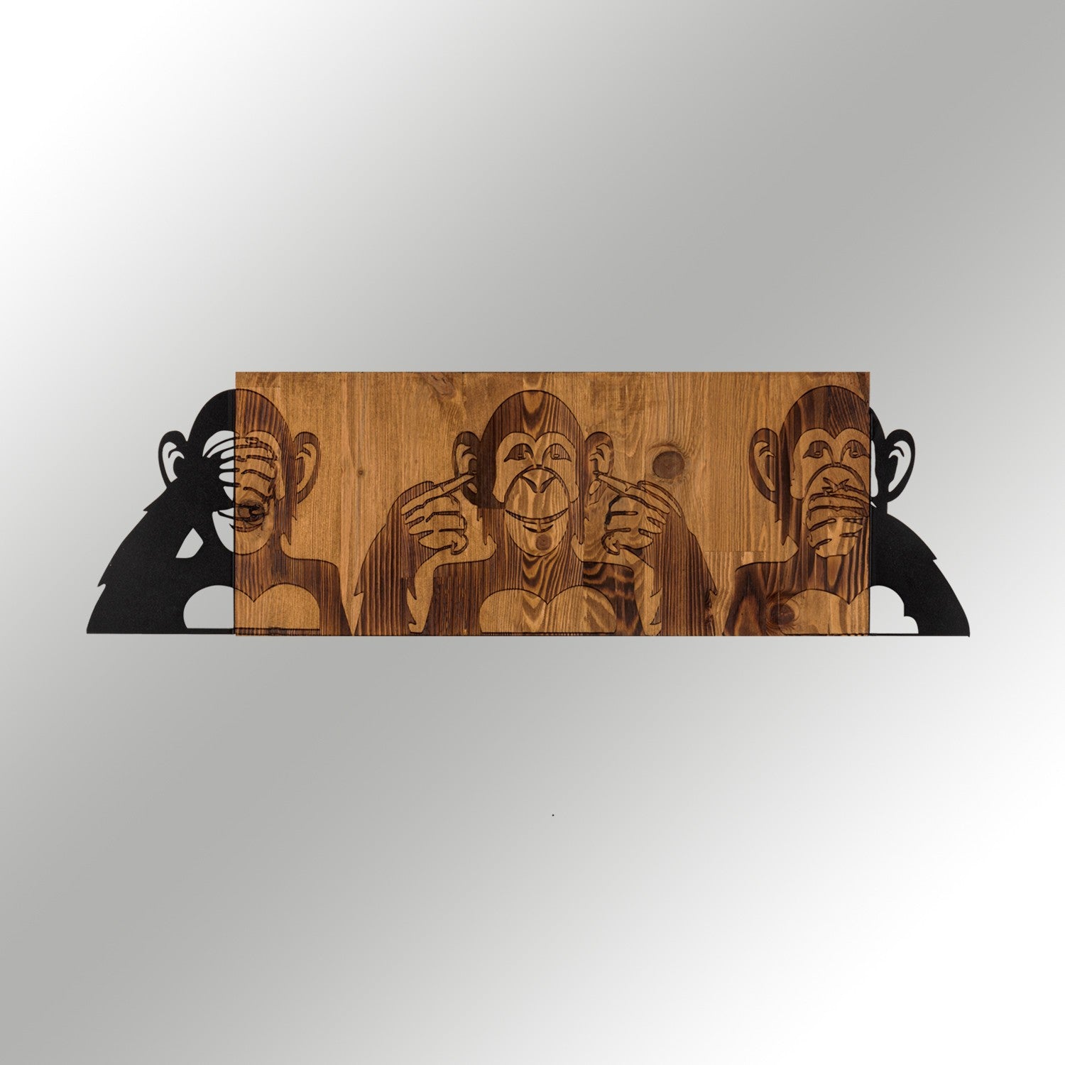 Gestalten Sie Ihr Zuhause mit der Wanddeko "I didn't see I didn't hear I don't know" von Wallity. Edles Design aus Metall und Holz für jeden Raum.