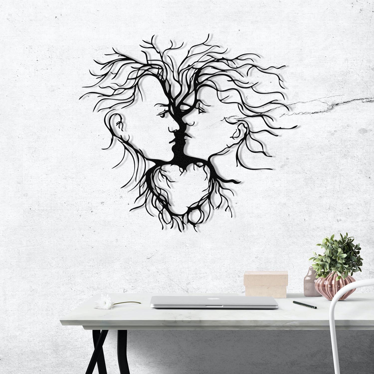 Entdecken Sie die Entrika Wanddeko von Wallity in Schwarz – ein stilvolles Metallkunstwerk, das jedem Raum Eleganz und Raffinesse verleiht.