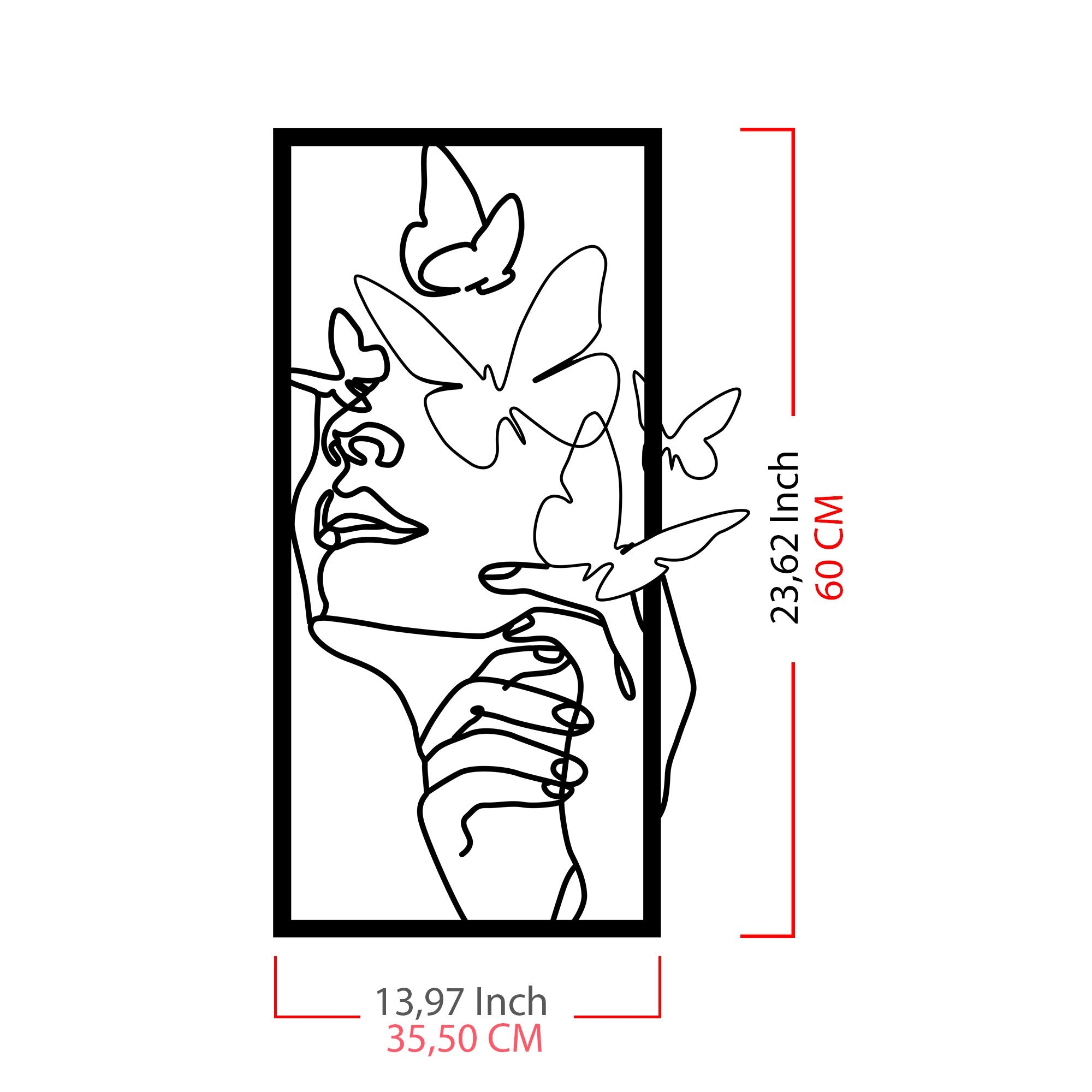 Verleihen Sie Ihrem Zuhause mit der Butterfly Face Female Wanddeko von Wallity in Schwarz einen Hauch von Eleganz und modernem Stil.