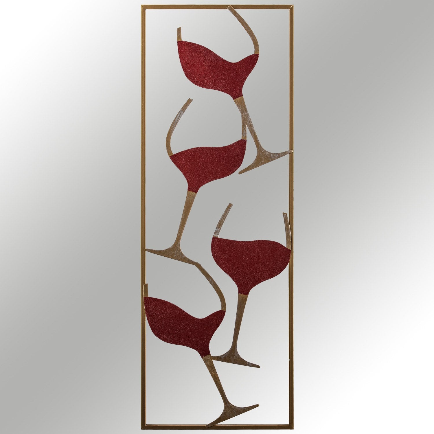 Verleihen Sie Ihrem Raum mit der mehrfarbigen Wanddeko "Wine - 2" von Wallity einen Hauch von Eleganz. Hochwertiges Metall-Accessoire für kreative Gestaltung!