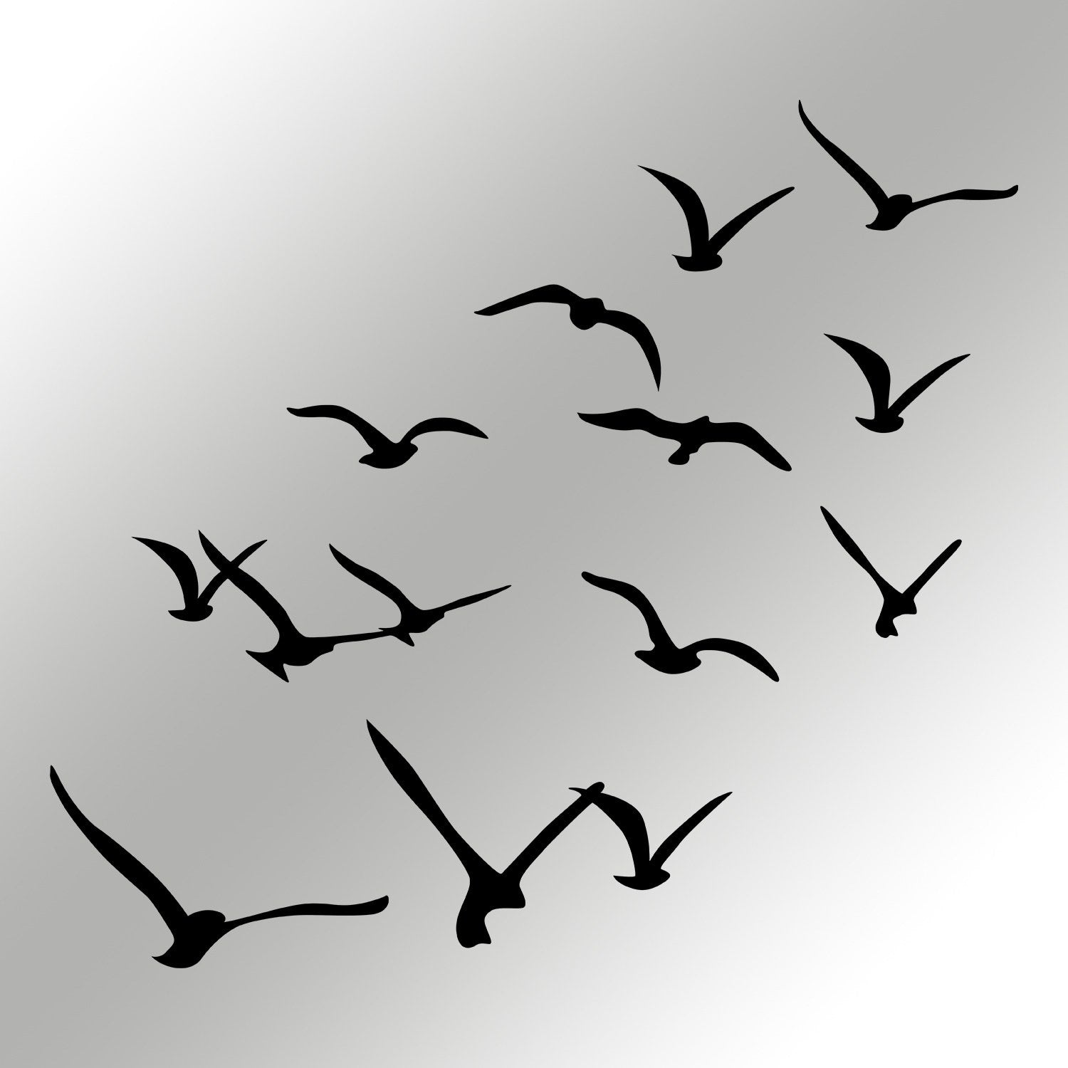 Verleihen Sie Ihrem Zuhause mit der Migration Wanddeko von Wallity einen Hauch von Eleganz. 11 einzigartige Vogel-Designs aus langlebigem Metall in stilvollem Schwarz.