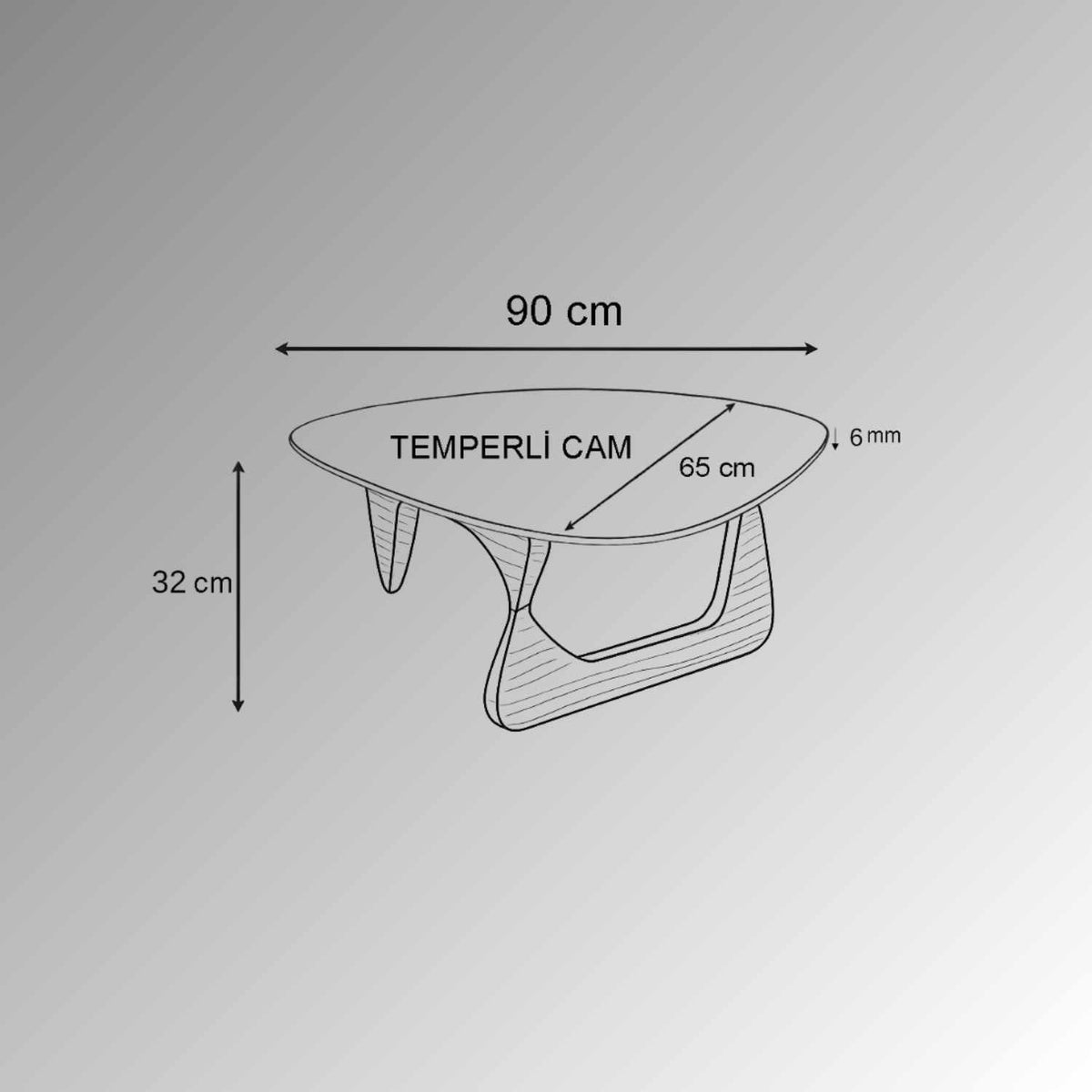 Couchtisch Asimetrik Table von Hanah Home in Natur, mit Tischplatte aus gehärtetem Glas und asymmetrischen Beinen aus Kiefernholz.