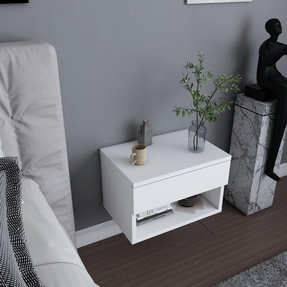 Jamot Nachttisch - Weiss in Weiss präsentiert im Onlineshop von KAQTU Design AG. Nachttisch ist von Hanah Home