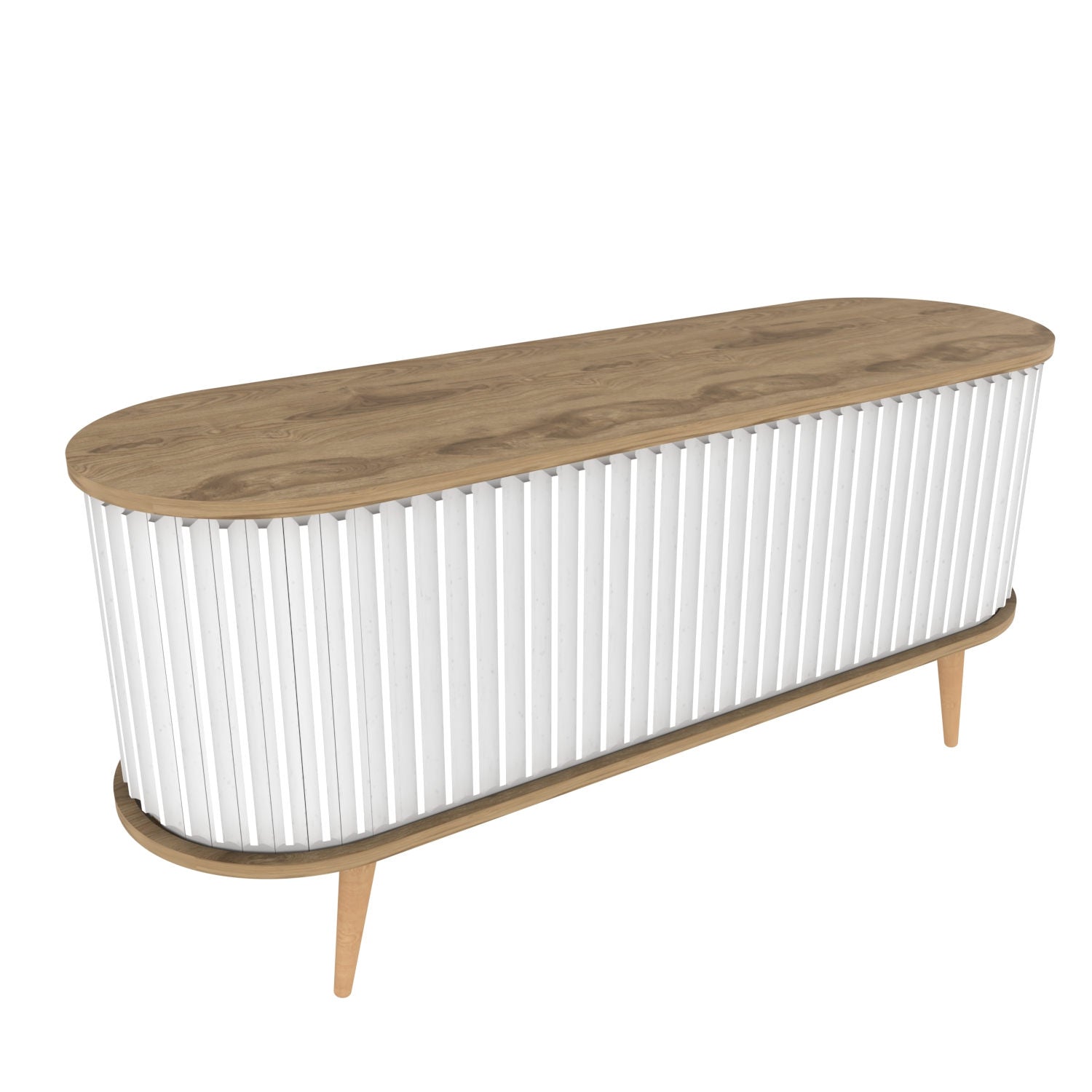 Verleihen Sie Ihrem Wohnraum mit dem stilvollen Stor Sideboard in Oud Eiche Weiss von Hanah Home einen modernen Akzent – ideal für Ordnung und Eleganz.