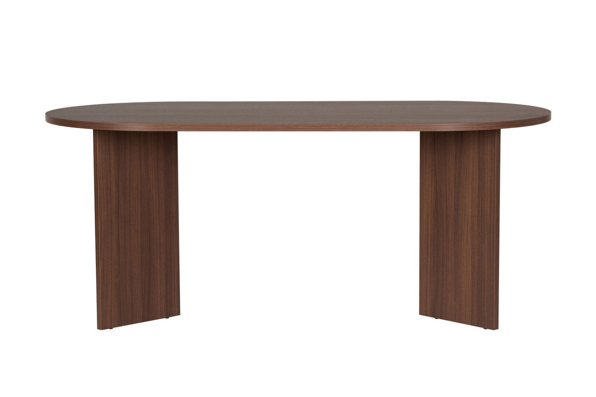 Sablin Esstisch in Milano Nussbaum von Nordure, rechteckige Tischplatte aus melaminbeschichteter Spanplatte, Masse 180 x 90 x 75 cm.