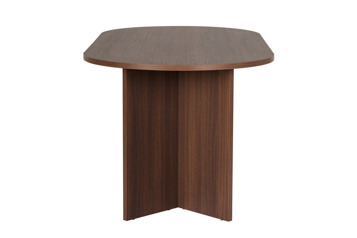 Sablin Esstisch in Milano Nussbaum von Nordure, rechteckige Tischplatte aus melaminbeschichteter Spanplatte, Masse 180 x 90 x 75 cm.