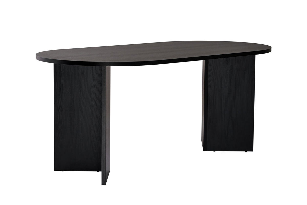 Esstisch Sablin von Nordure in Holz Schwarz, rechteckige Tischplatte aus melaminbeschichteter Spanplatte, Grösse 180x90x75 cm.