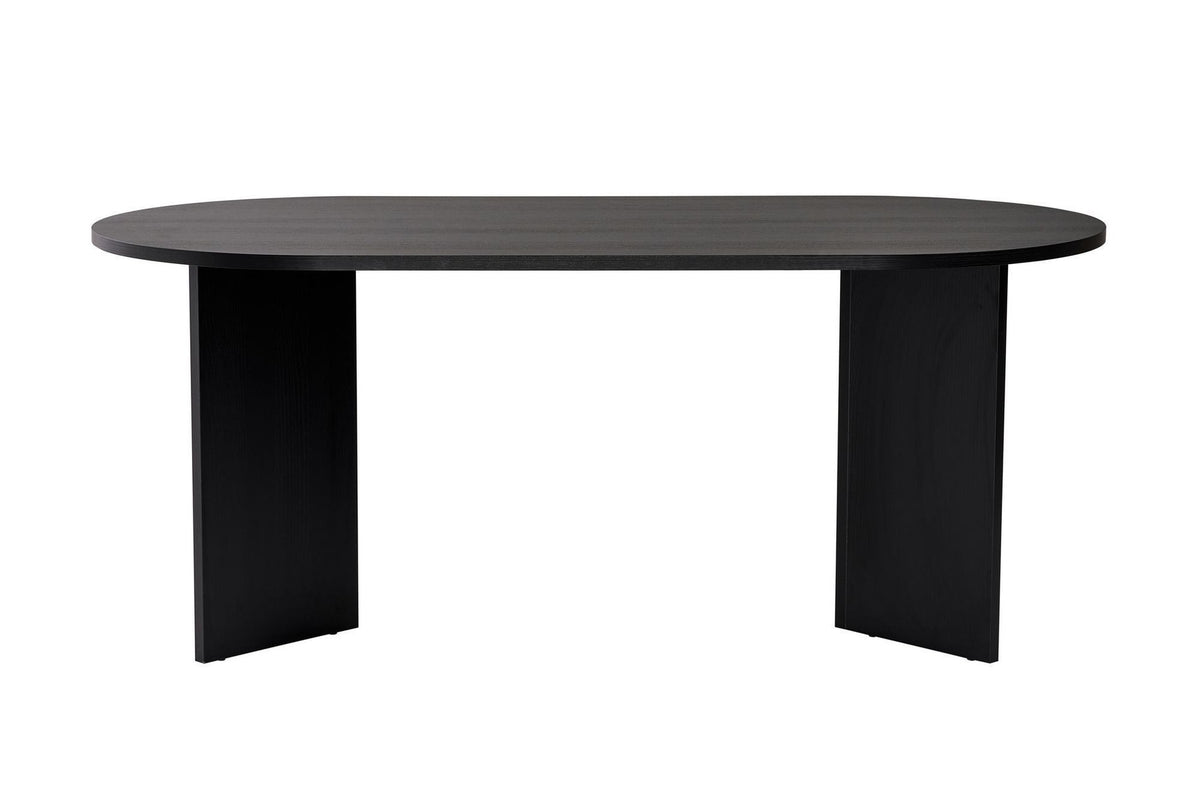 Esstisch Sablin von Nordure in Holz Schwarz, rechteckige Tischplatte aus melaminbeschichteter Spanplatte, Grösse 180x90x75 cm.