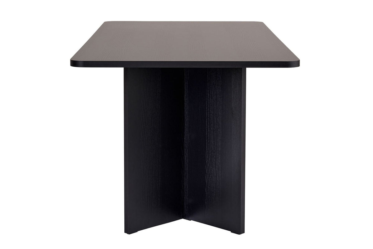 Rechteckiger Esstisch Linza in Holz Schwarz aus melaminbeschichteter Spanplatte, Masse 180x90x75 cm, Hersteller Nordure.