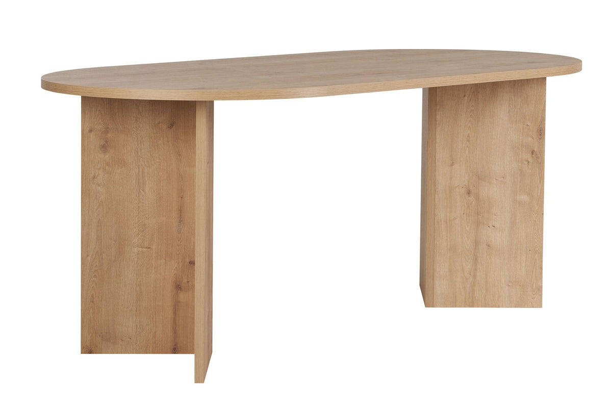 Esstisch Sablin von Nordure in Saphir-Eiche, rechteckige Tischplatte aus melaminbeschichteter Spanplatte, 180x90 cm, 75 cm hoch.