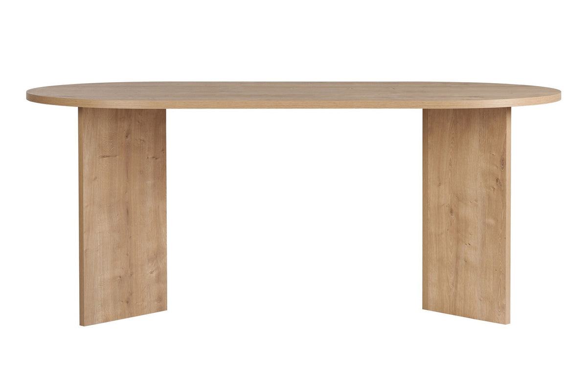 Esstisch Sablin von Nordure in Saphir-Eiche, rechteckige Tischplatte aus melaminbeschichteter Spanplatte, 180x90 cm, 75 cm hoch.