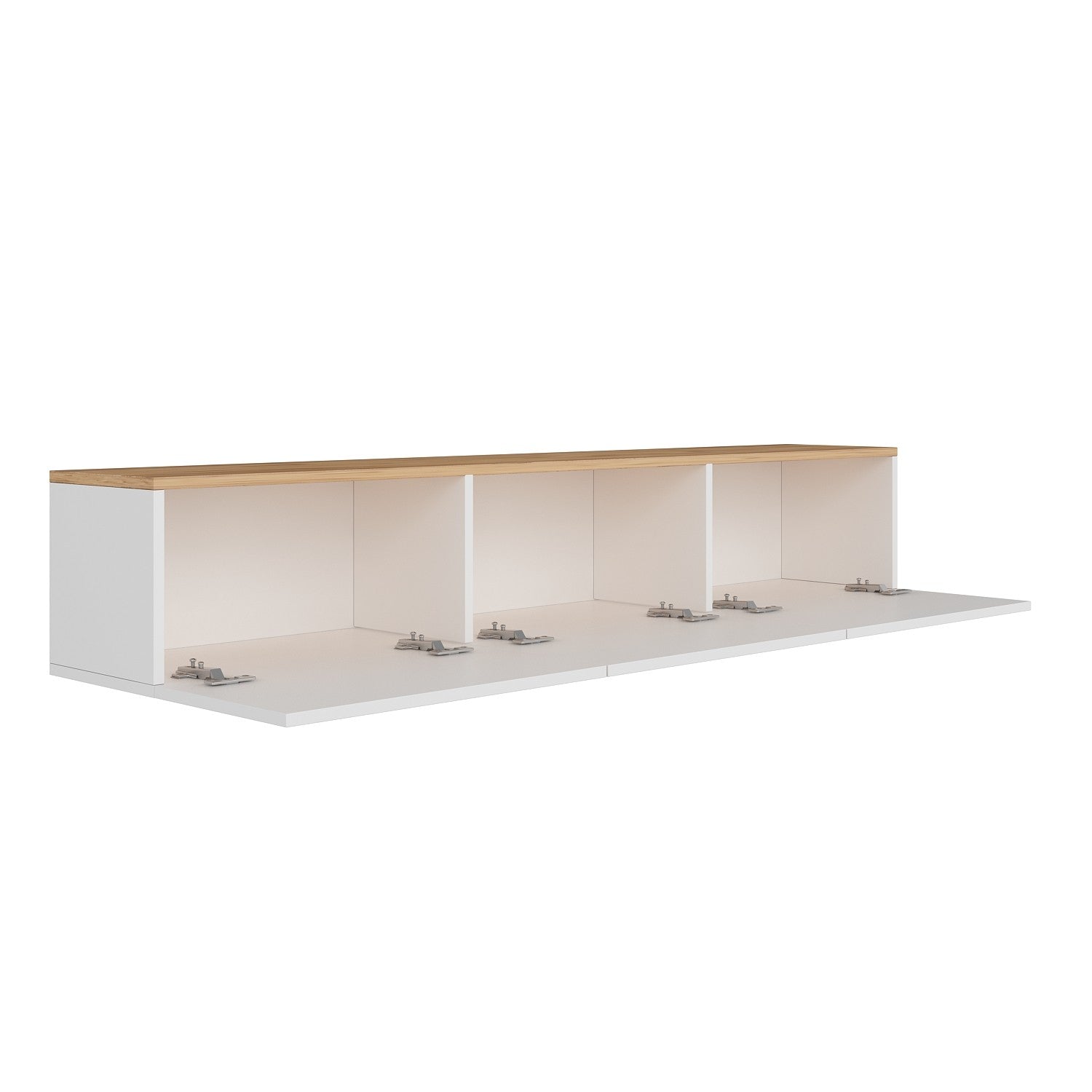 Entdecken Sie das West Sideboard von Hanah Home: Modernes, elegantes Möbelstück aus weißer Atlantischer Kiefer, das Ihr Wohnzimmer stilvoll organisiert.