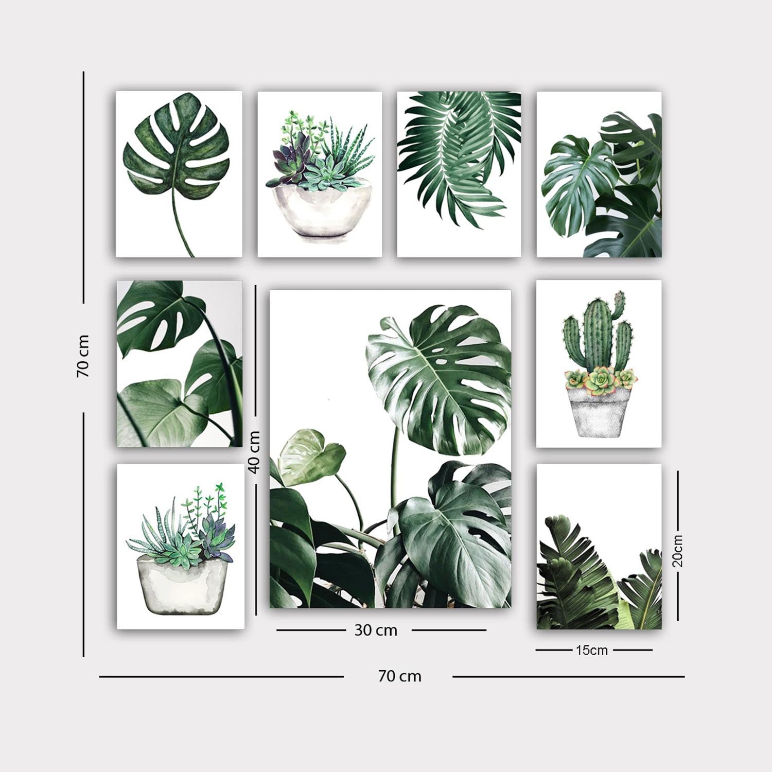 Verleihen Sie Ihrem Zuhause mit dem 9-teiligen, mehrfarbigen MDF-Malereiset von Wallity einen einzigartigen Charme. Jedes Kunstwerk erzählt eine eigene Geschichte und bringt Eleganz in jeden Raum.