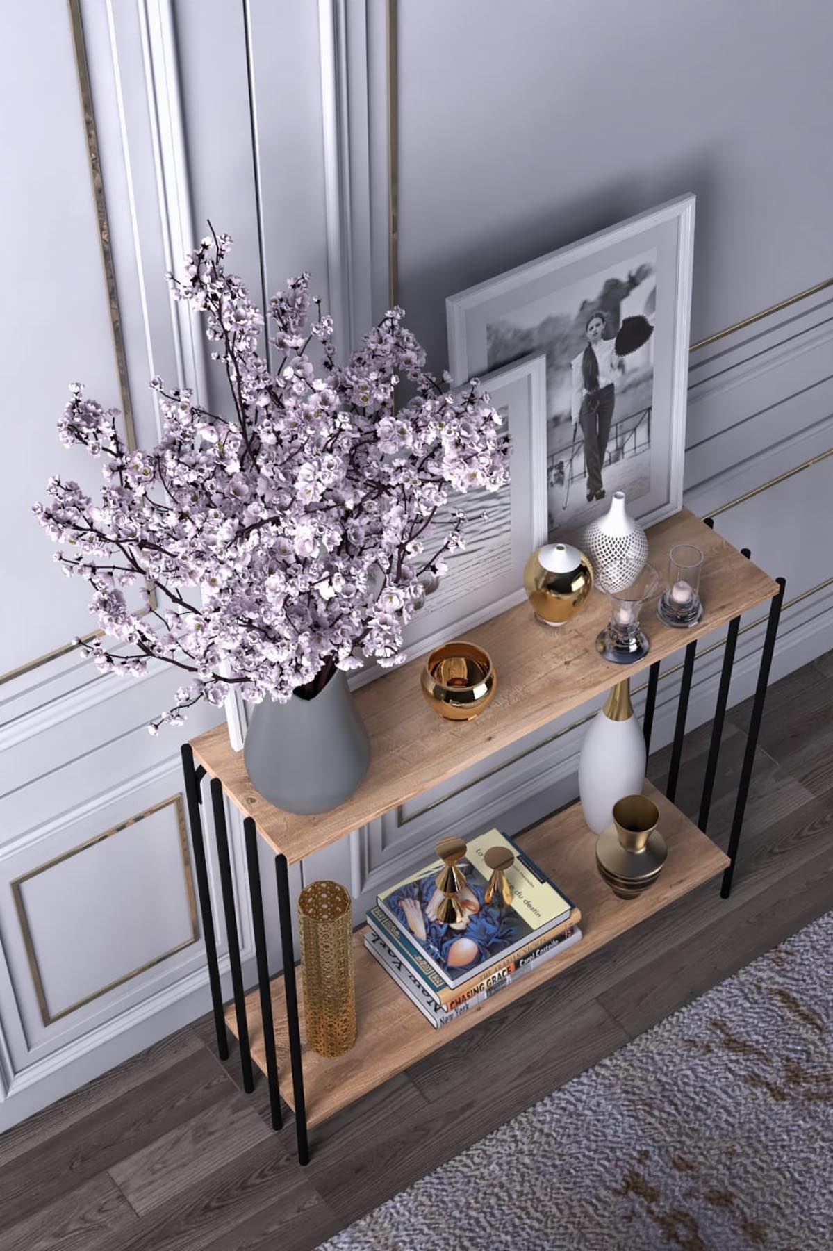 Verleihen Sie Ihrem Zuhause mit dem Verona Sideboard von Hanah Home in edlem Schwarz und Atlantik-Kiefer einen modernen Akzent und praktischen Stauraum.