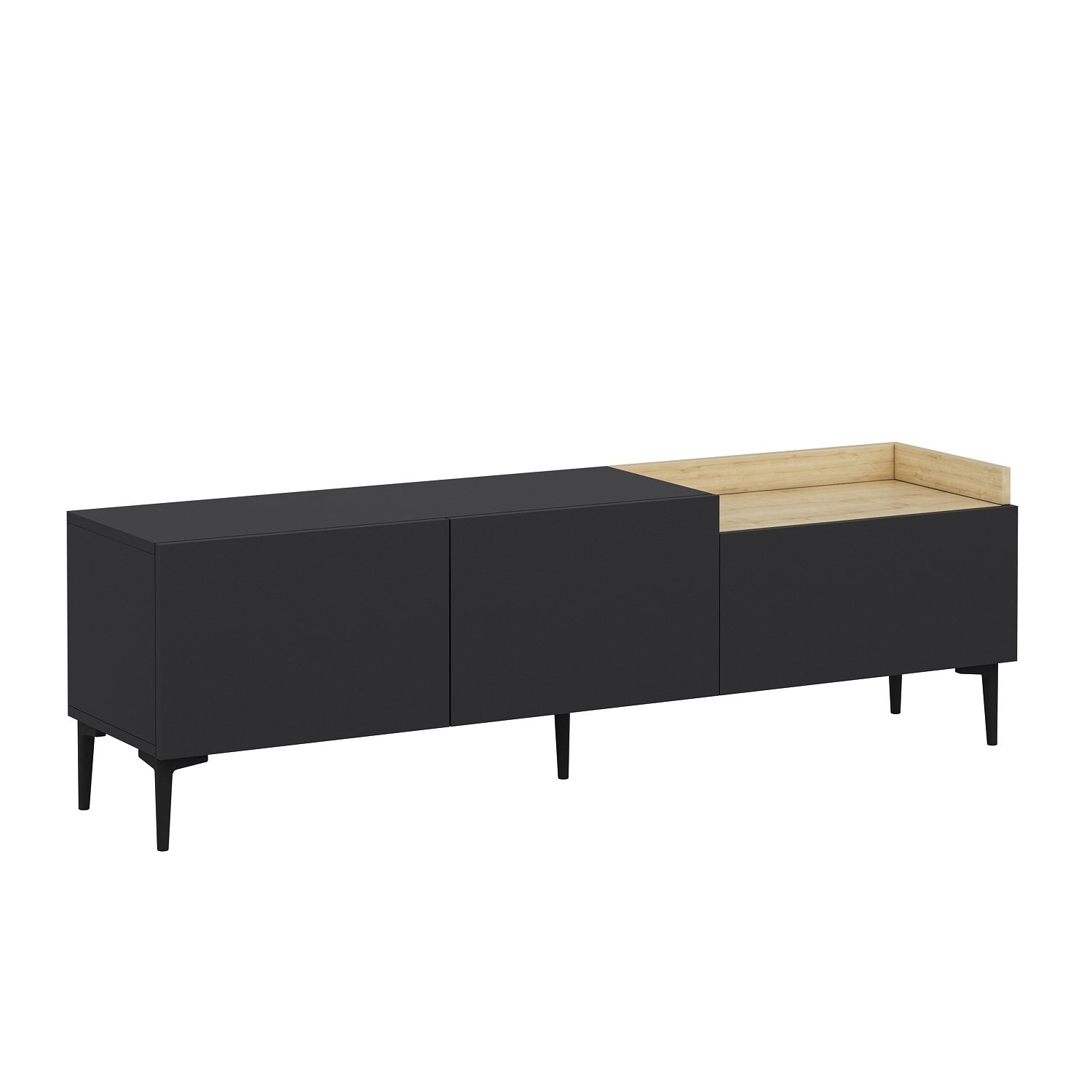 Verleihen Sie Ihrem Wohnraum mit dem Mia Sideboard in elegantem Anthrazit von Hanah Home einen Hauch von modernem Chic und praktischer Eleganz.