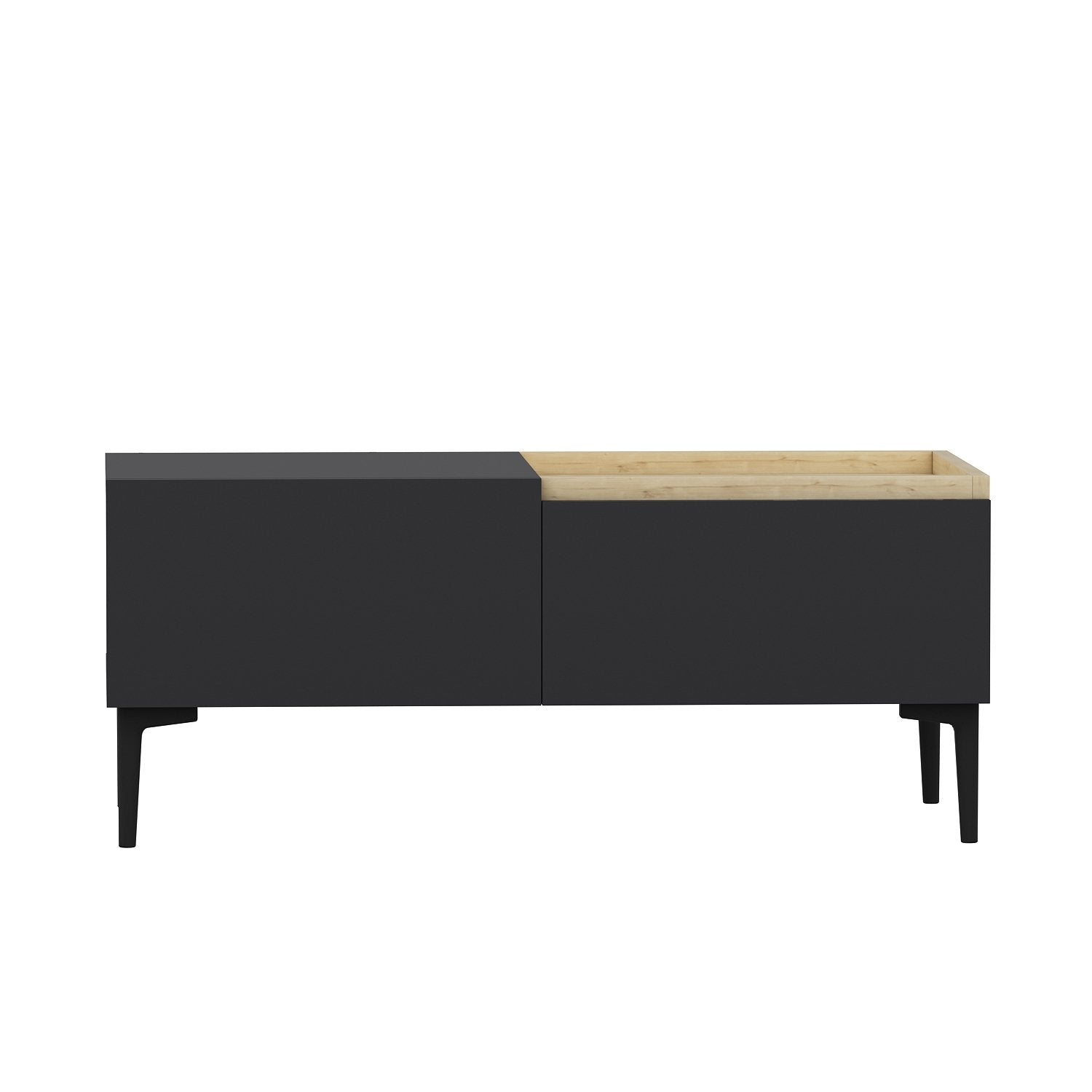 Verleihen Sie Ihrem Wohnraum mit dem Mia Sideboard in elegantem Anthrazit von Hanah Home einen Hauch von modernem Chic und praktischer Eleganz.