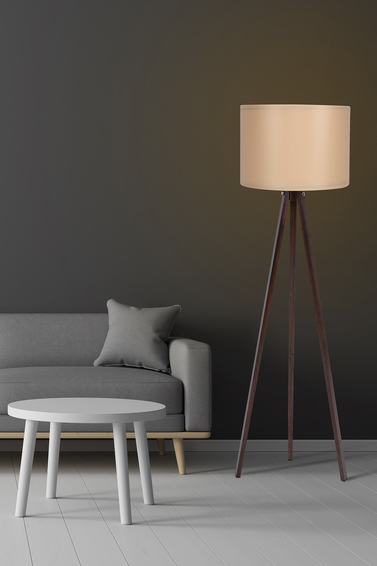 Moderne Stehlampe 101 von Opviq in Creme und Walnuss – perfektes Design für eine einladende Atmosphäre in Ihrem Zuhause.