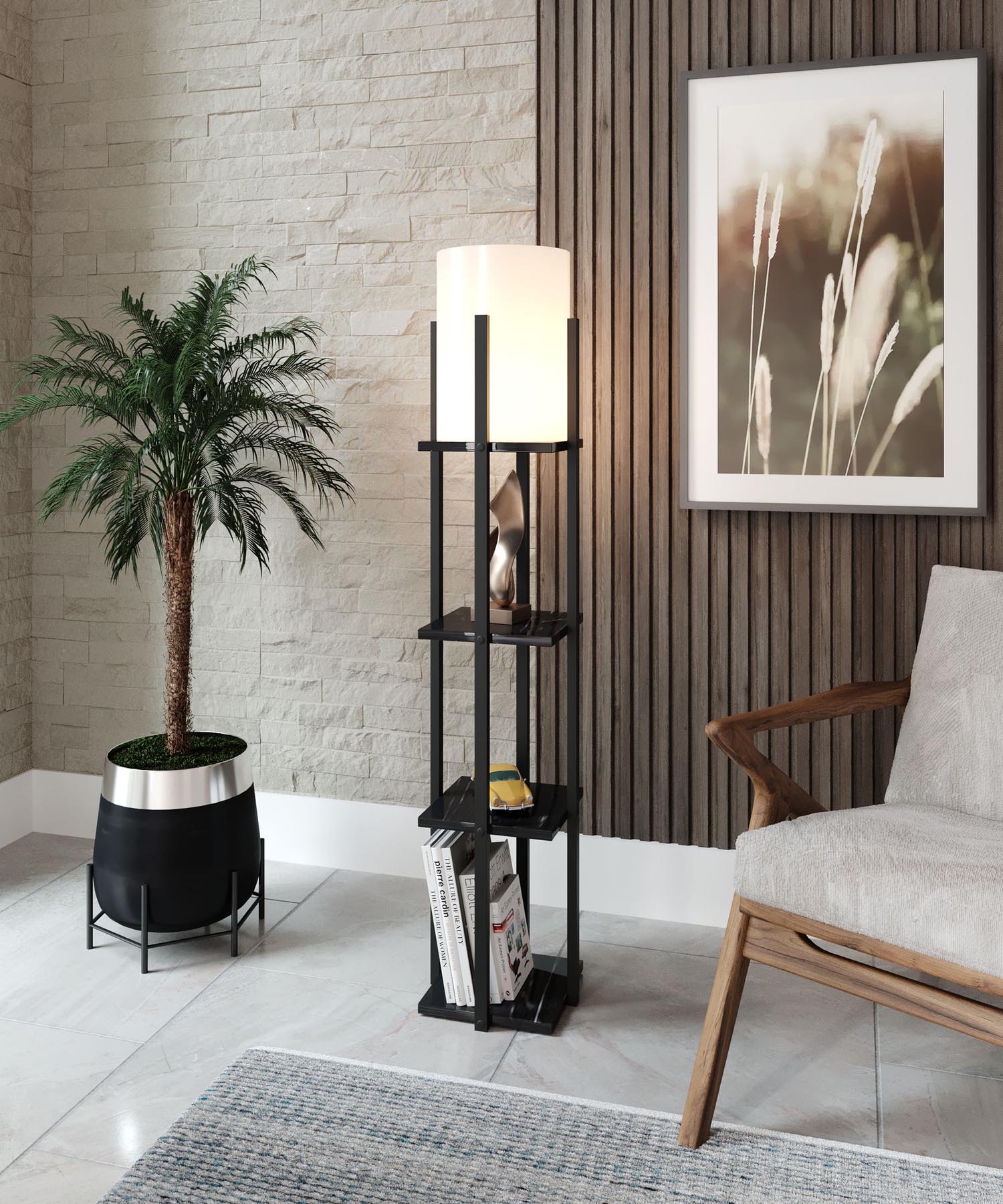 Entdecken Sie die stilvolle Nora Stehlampe in Schwarz von Opviq. Perfekt für gemütliche Beleuchtung und elegantes Wohndesign.