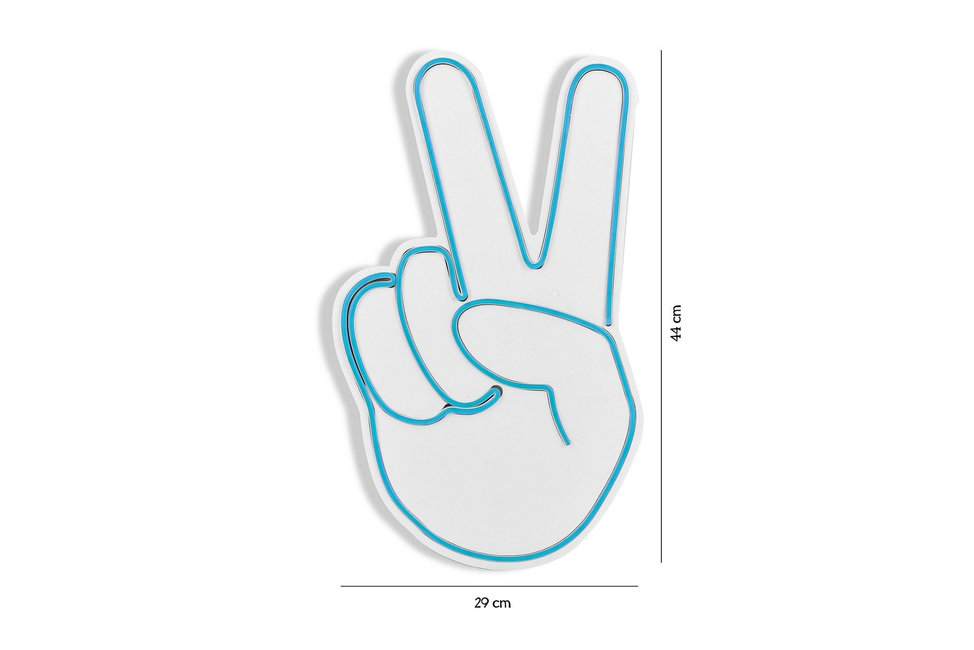 Entdecken Sie die Victory Sign Wandleuchte in Blau von Wallity – eine stilvolle LED-Beleuchtung, die jeden Raum mit hypnotisierendem Licht verwandelt.