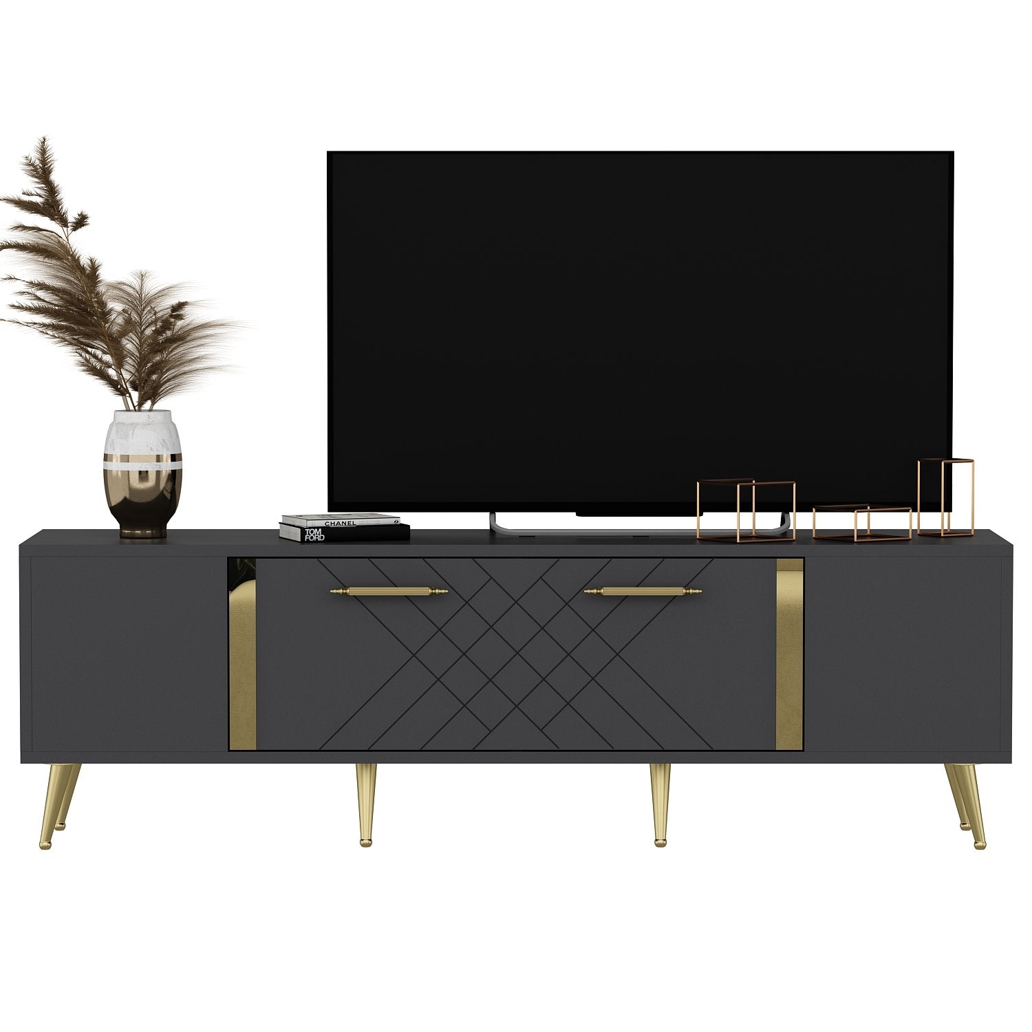 Detas - Anthracite, Gold in Anthrazit Gold präsentiert im Onlineshop von KAQTU Design AG. Sideboard ist von Hanah Home