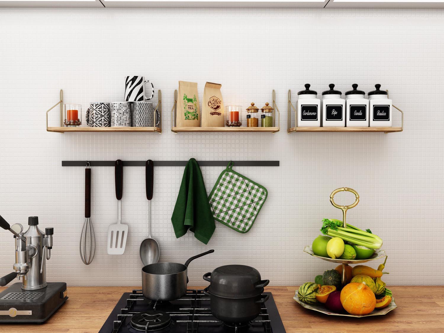 Verleihen Sie Ihren Wänden mit dem dekorativen Wandregal von Hanah Home in Gold und Braun einen Hauch von Eleganz. Robustes Design aus Massivholz.