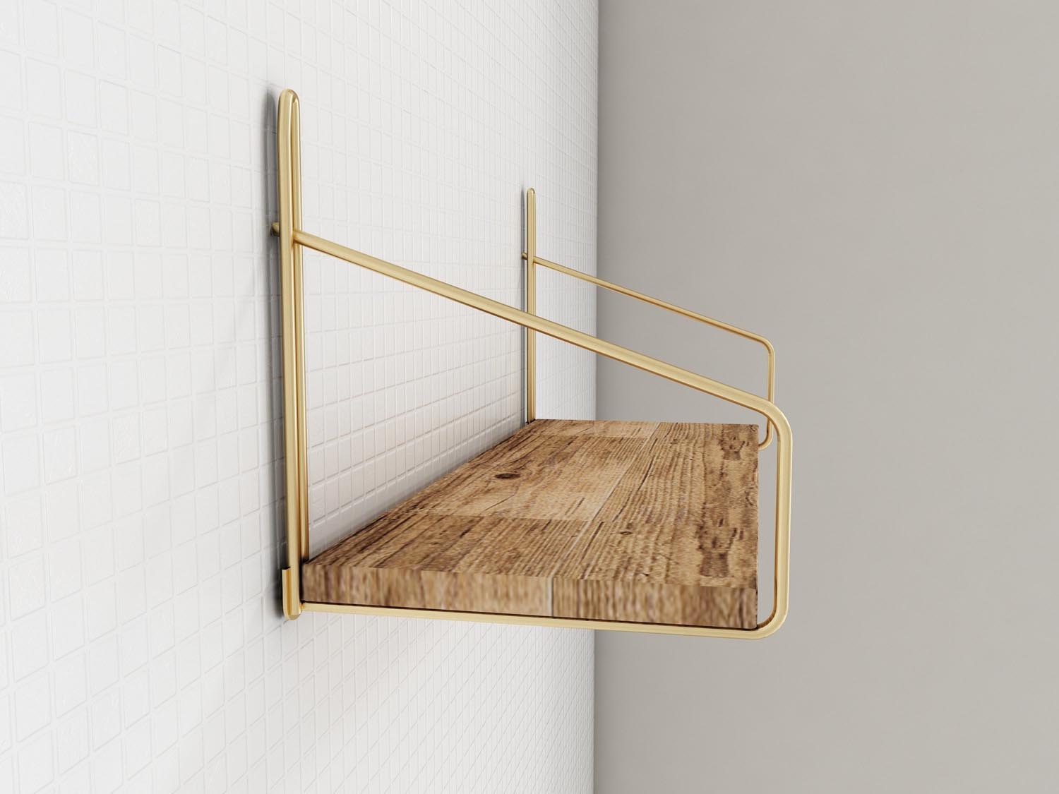 Entdecken Sie das stilvolle Wandregal von Hanah Home in Gold und Braun. Perfekt für die Präsentation Ihrer Lieblingsstücke und zur Aufwertung Ihrer Wände!