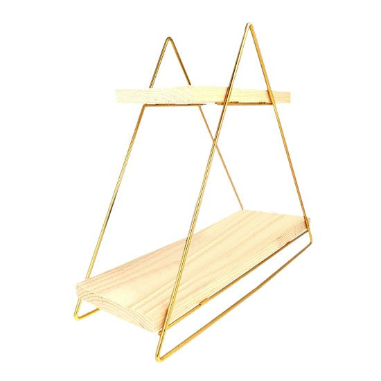 Entdecken Sie das elegante Wandregal von Hanah Home aus 100% Massivholz in Gold und Braun – die perfekte Kombination aus Stil und praktischer Aufbewahrung.